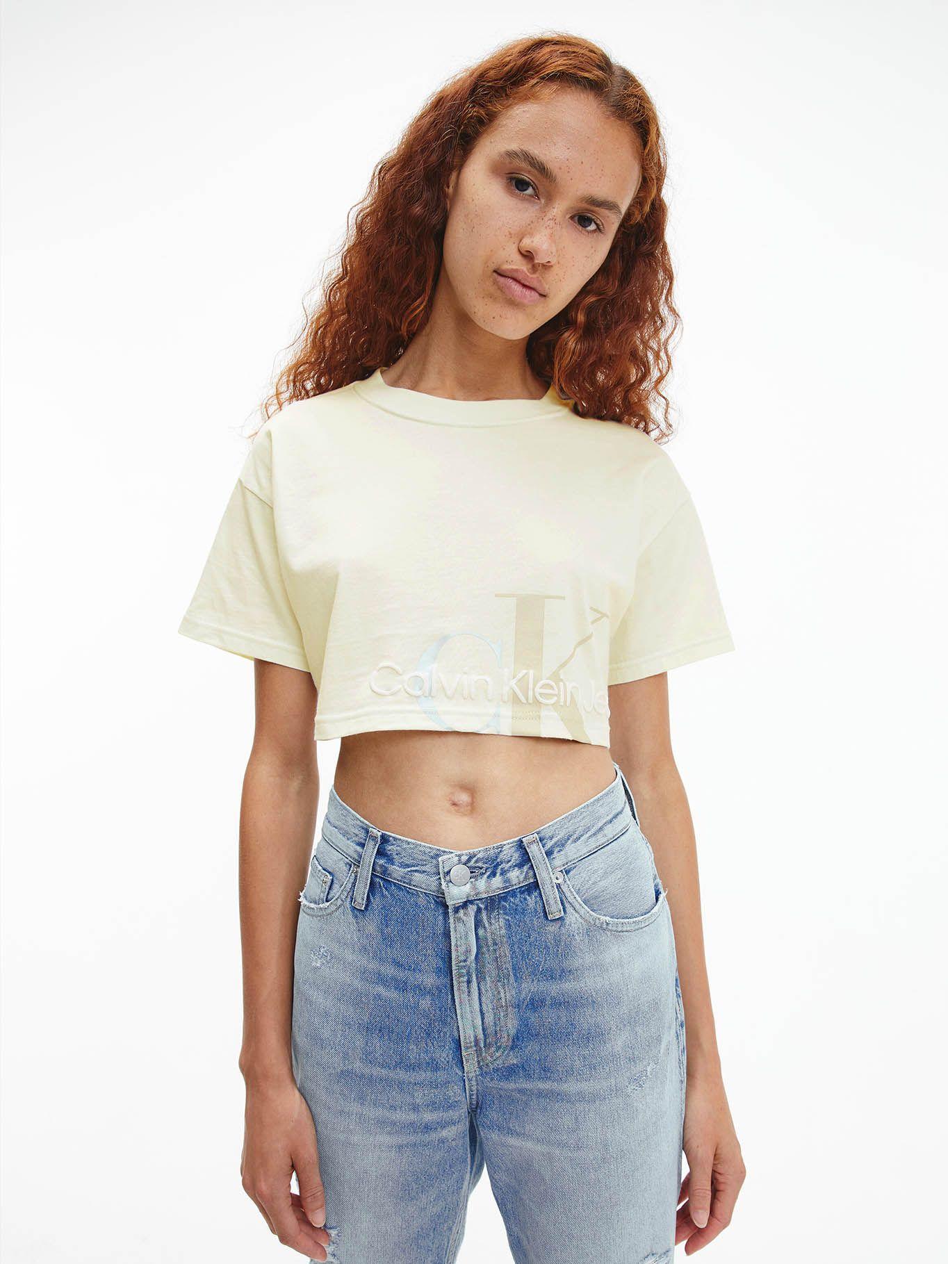 Polera Monogram Cropped Amarillo Calvin Klein-0