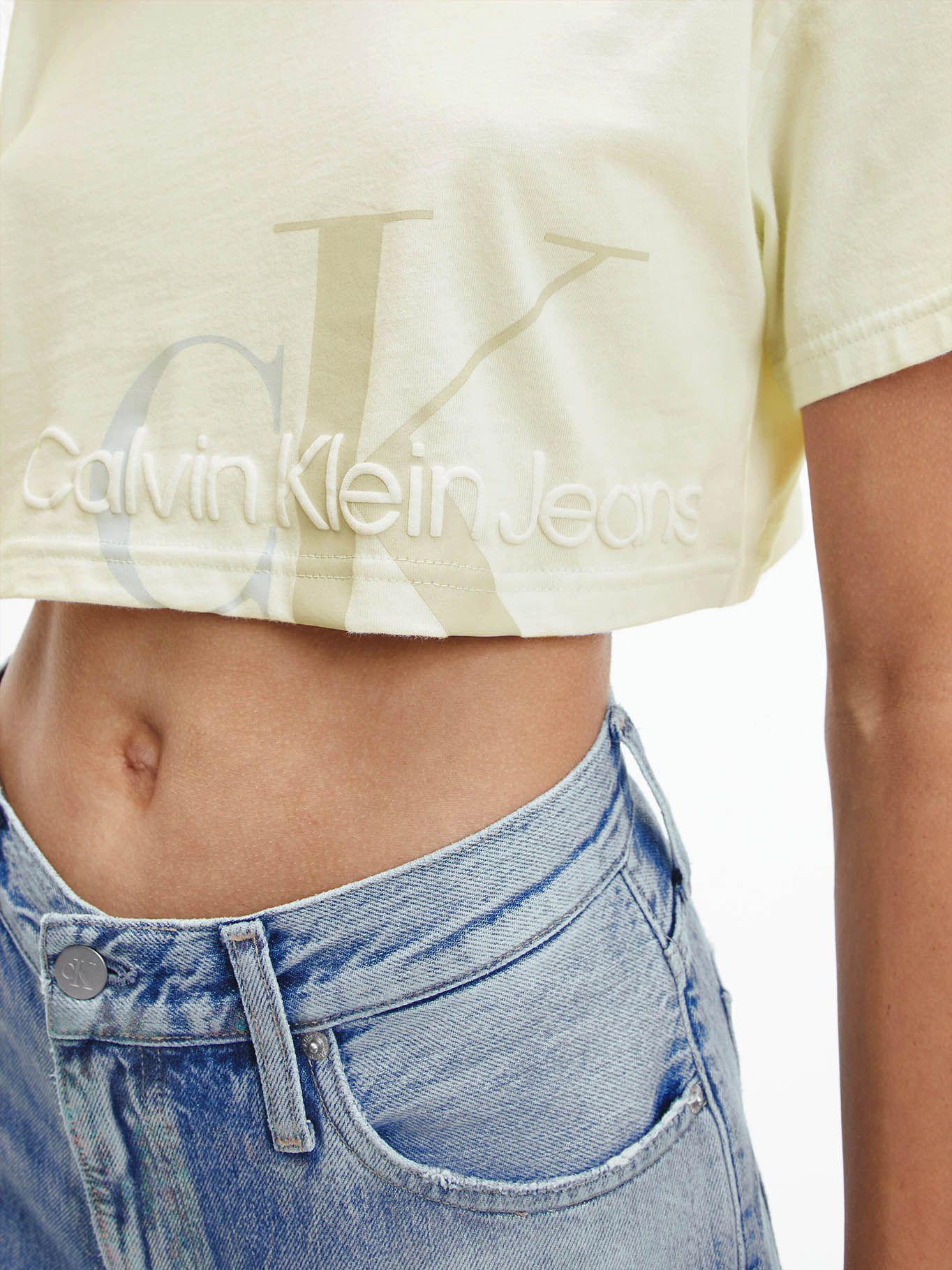 Polera Monogram Cropped Amarillo Calvin Klein-3