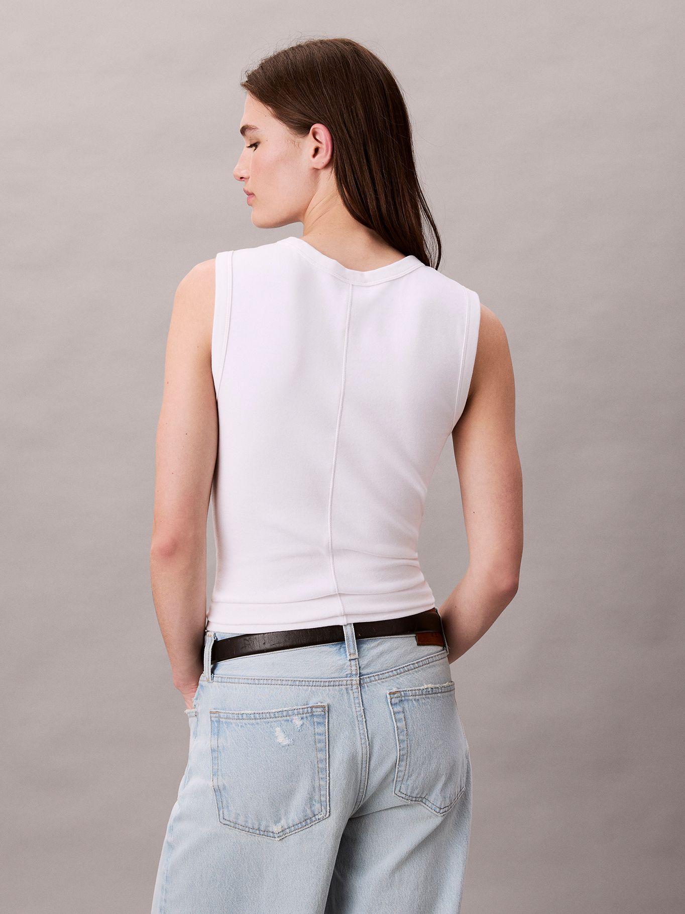 Polera De Tirantes De Canalé Blanco Calvin Klein-2