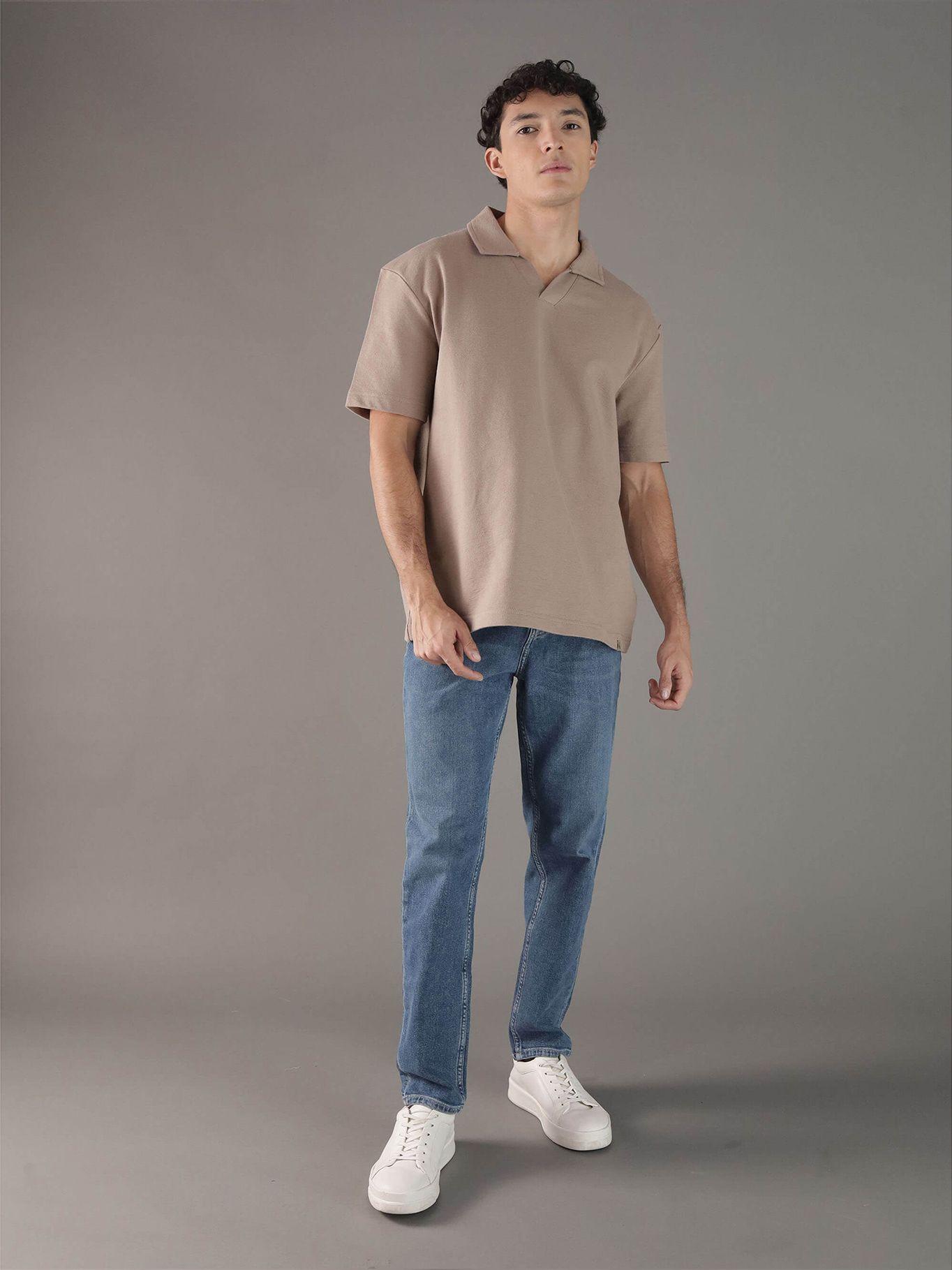Polo texturizado con tejido crepé Beige Calvin Klein-1