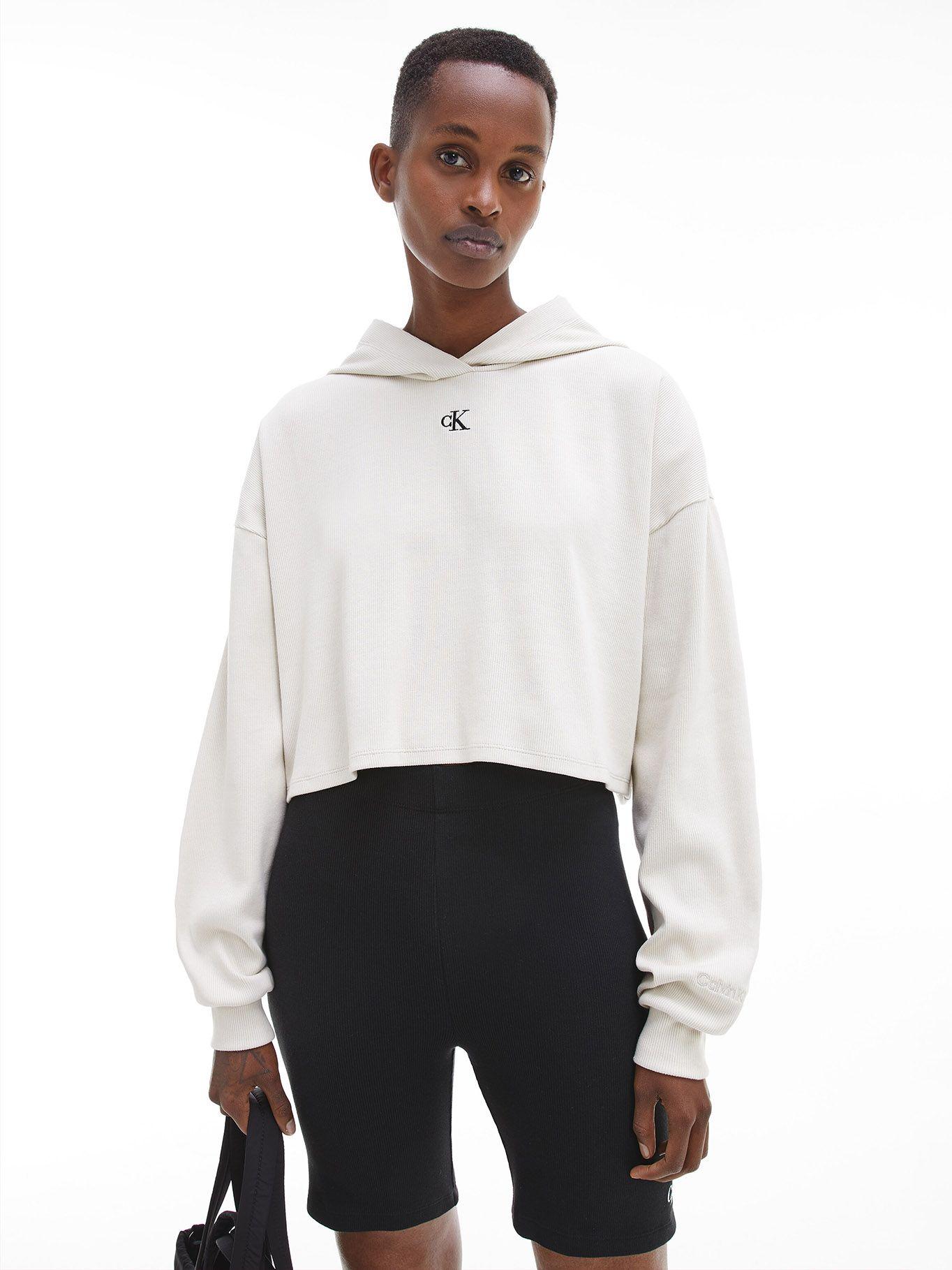 Hoodie Ck Rib Crema Calvin Klein-0