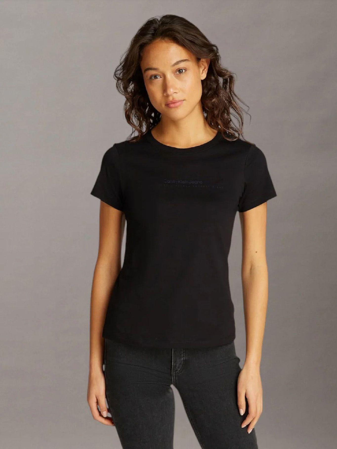 Polera slim con logo Negro Calvin Klein-0