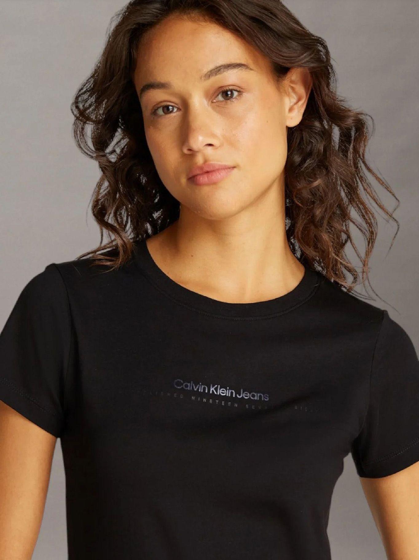 Polera slim con logo Negro Calvin Klein-3