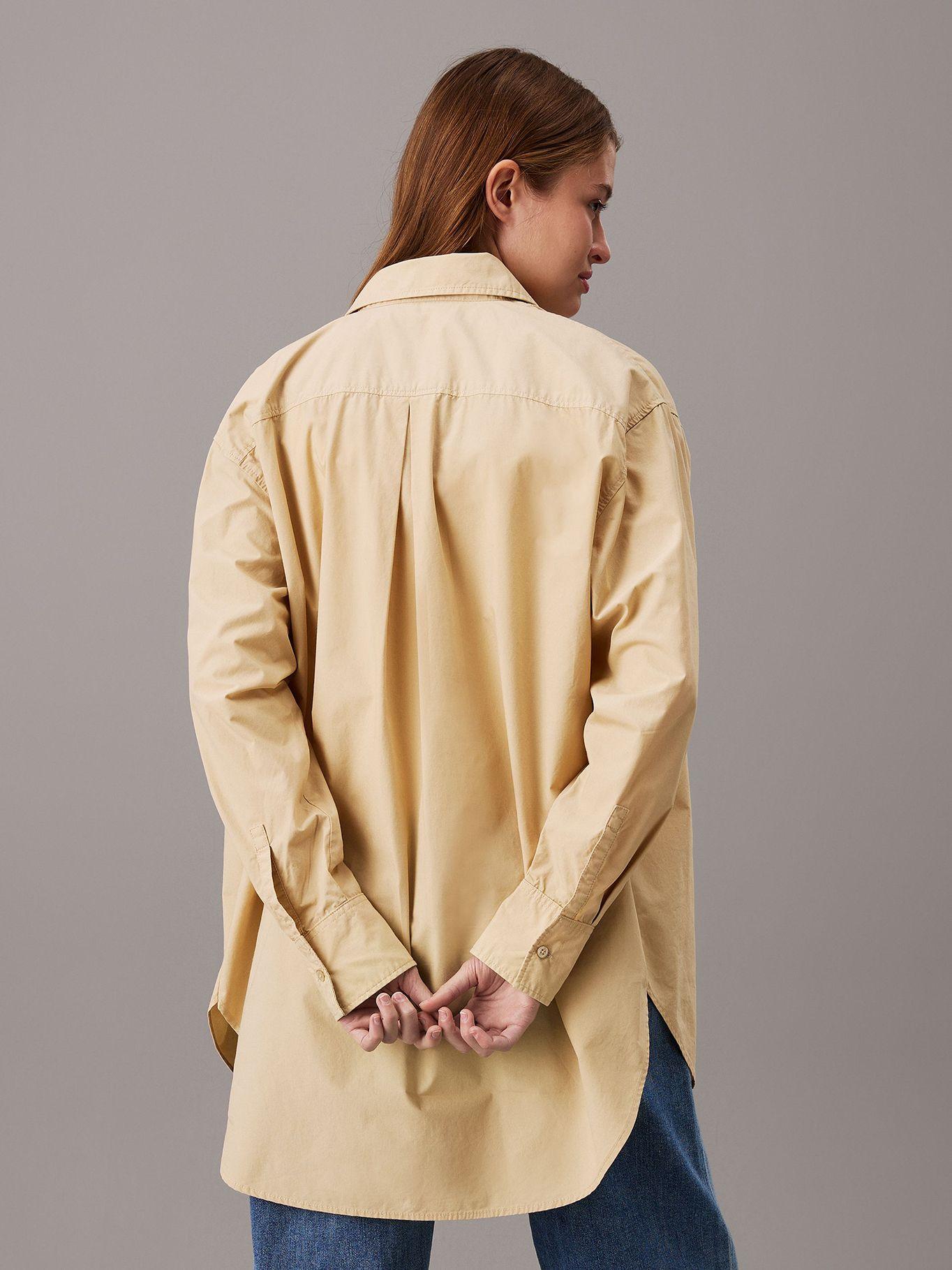 Camisa Long Cotton Utility Beige Calvin Klein-2
