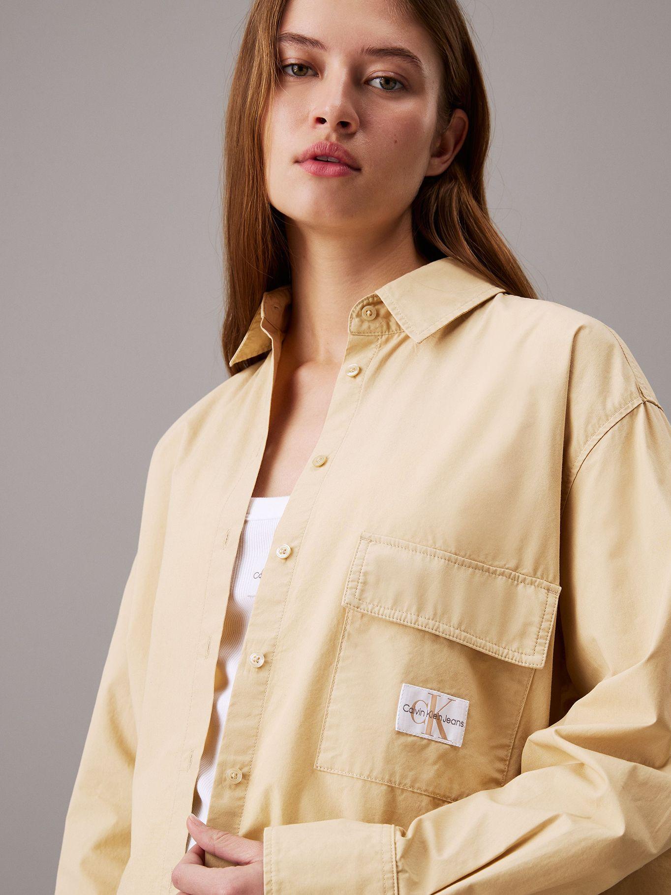 Camisa Long Cotton Utility Beige Calvin Klein-3
