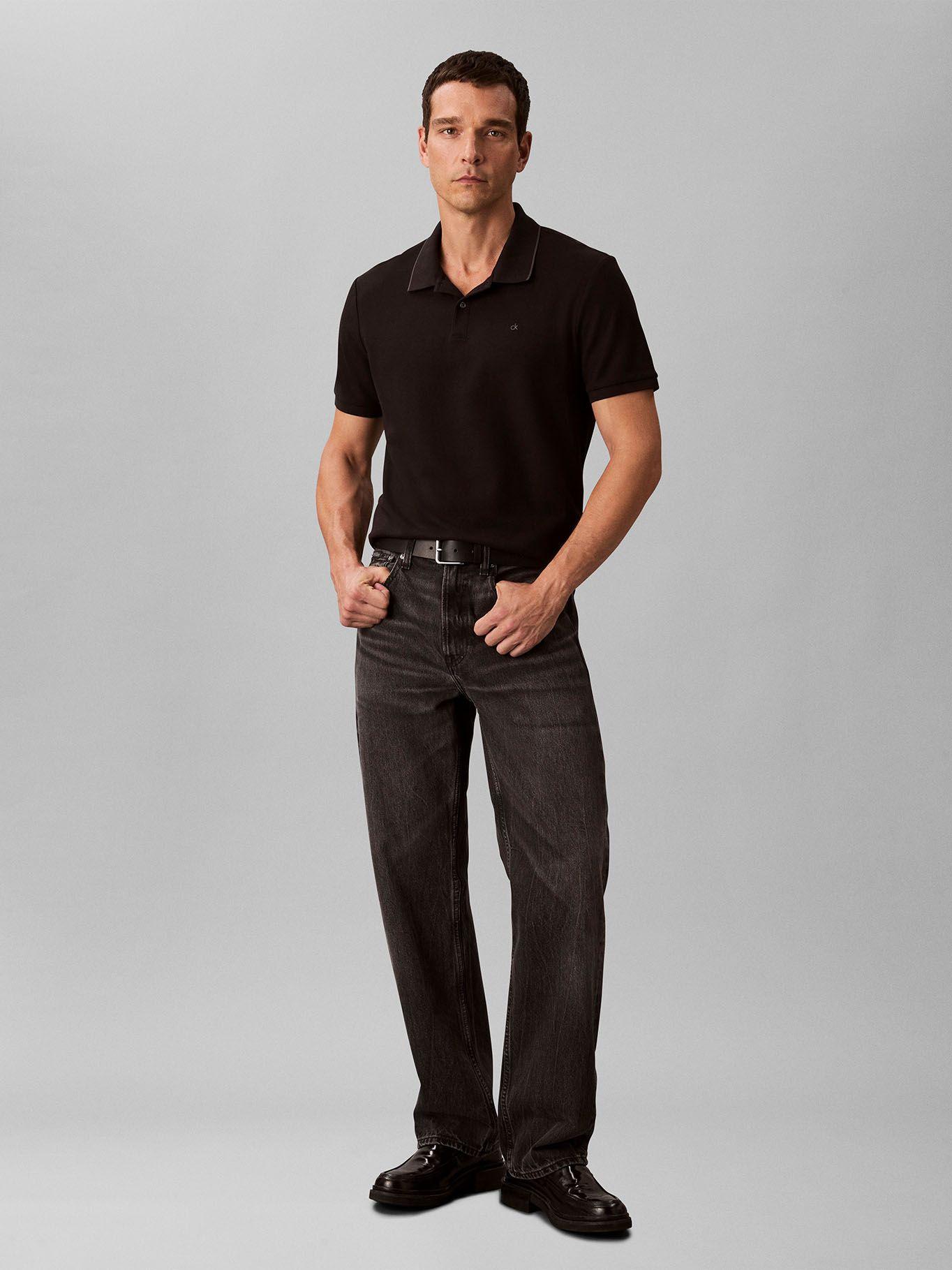 Polo en Tejido Piqué Negro Calvin Klein-1