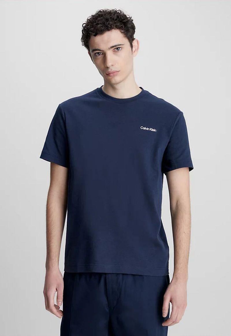 Polera Micro Logo Azul Calvin Klein-0