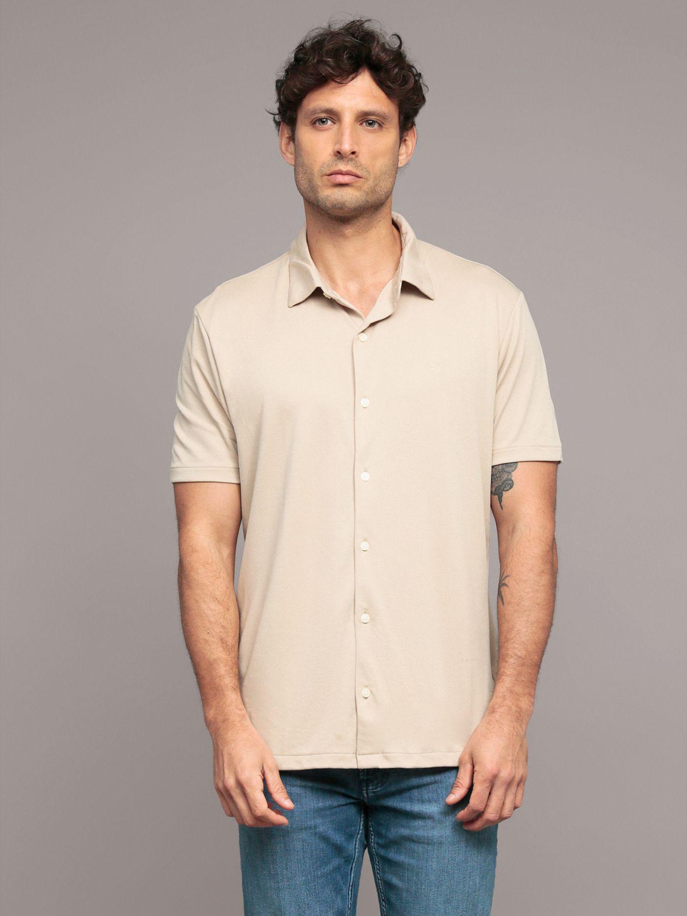 Camisa manga corta interlock suave Beige Calvin Klein-0