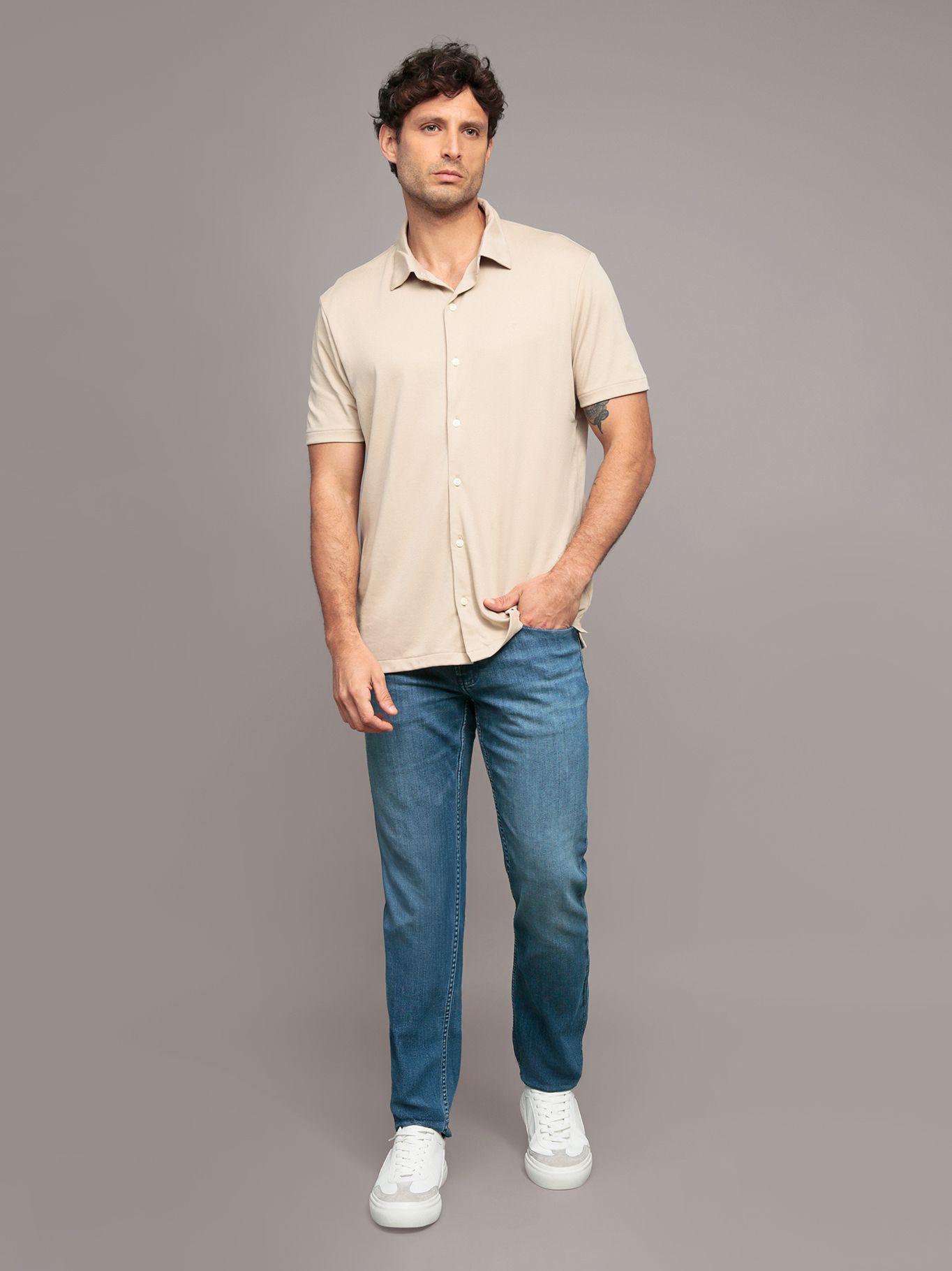 Camisa manga corta interlock suave Beige Calvin Klein-1