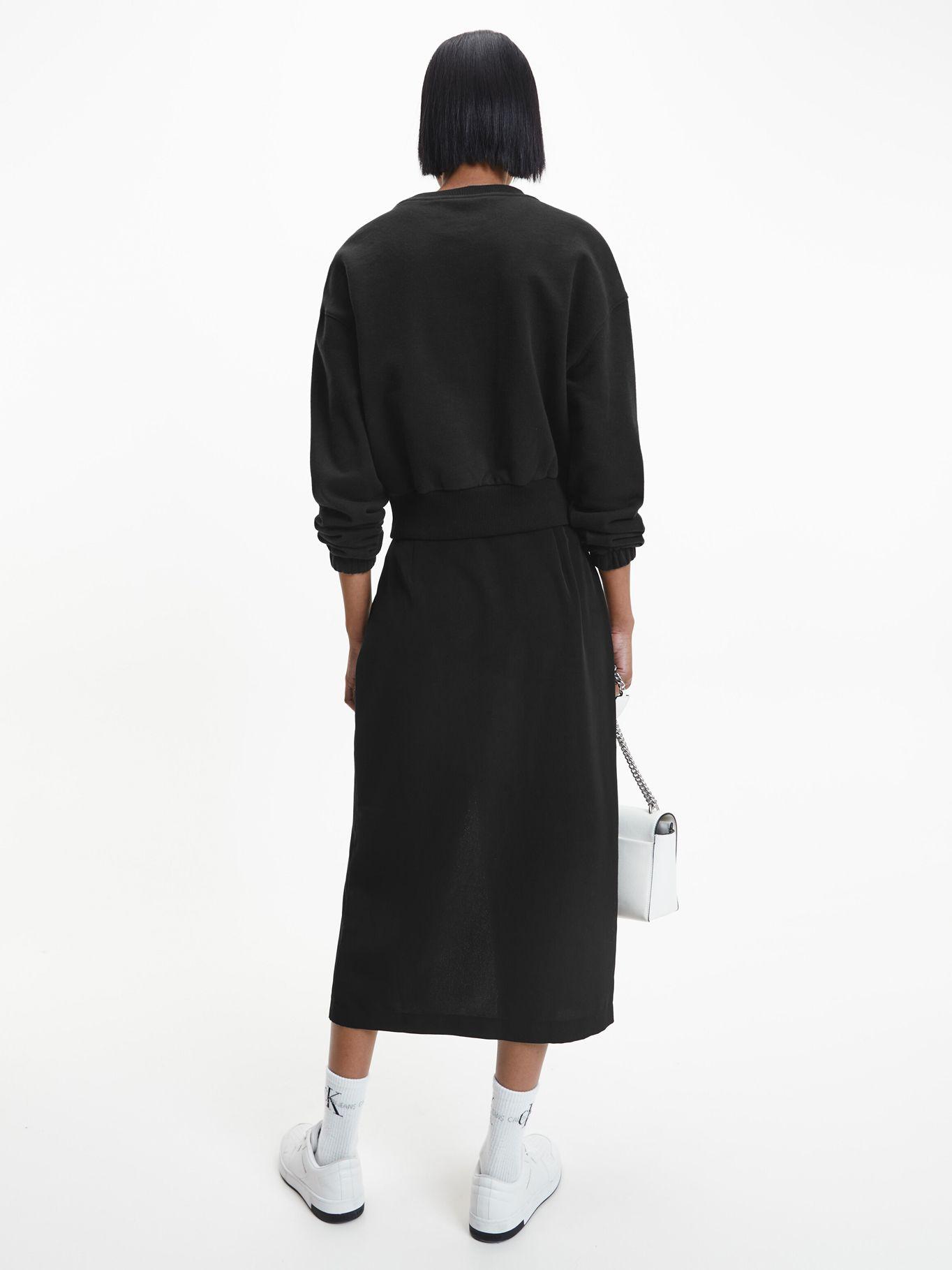 Polerón Crop Crew Monogram Negro Calvin Klein-2