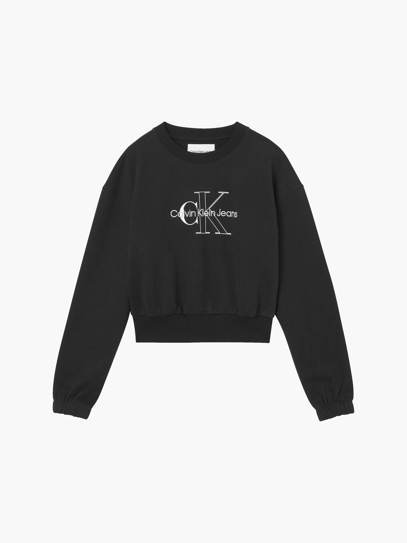 Polerón Crop Crew Monogram Negro Calvin Klein-4