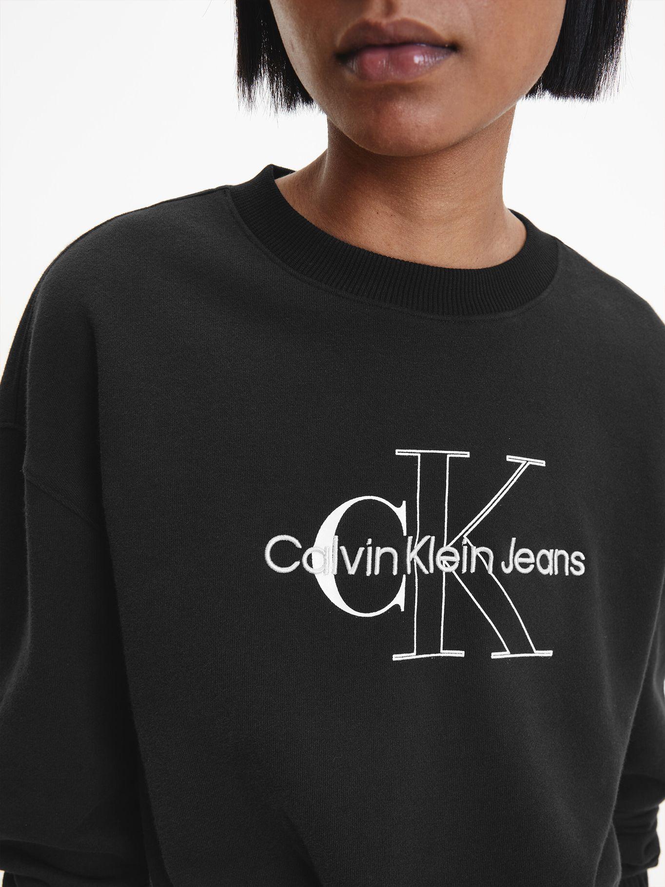 Polerón Crop Crew Monogram Negro Calvin Klein-3