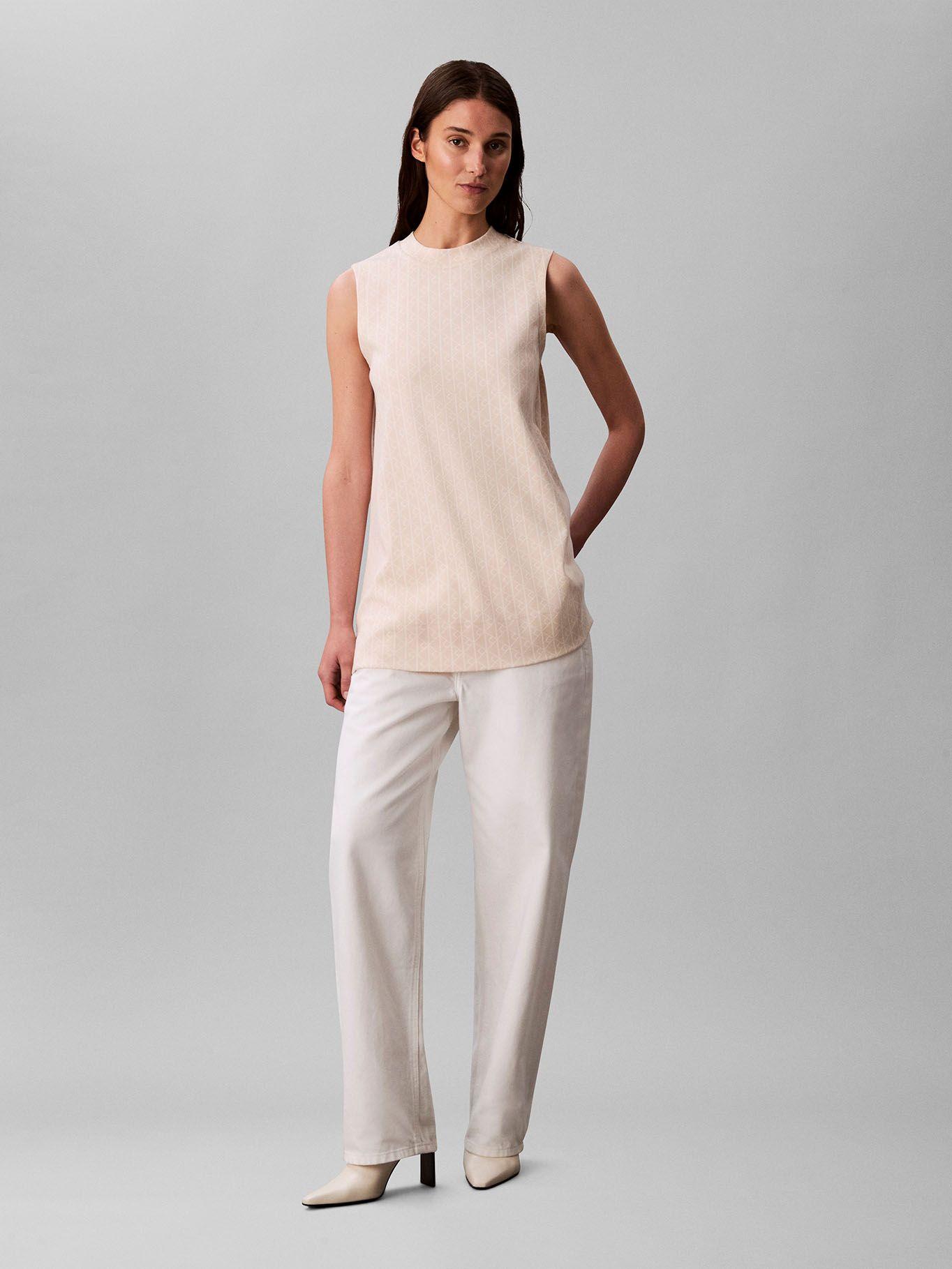 Blusa Con Logo En Jacquard Blanco Calvin Klein-0