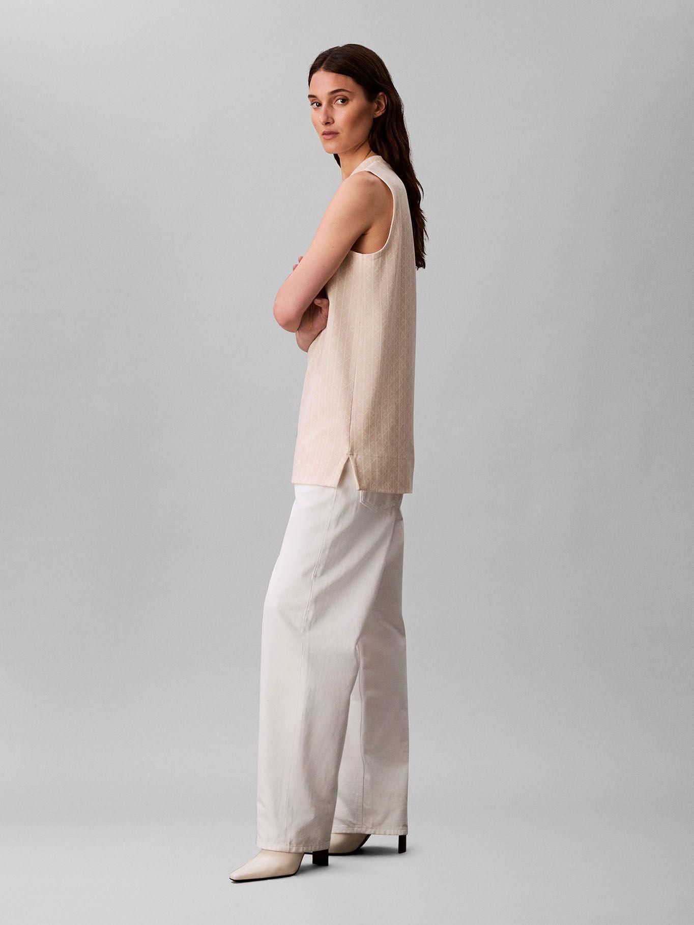 Blusa Con Logo En Jacquard Blanco Calvin Klein-2