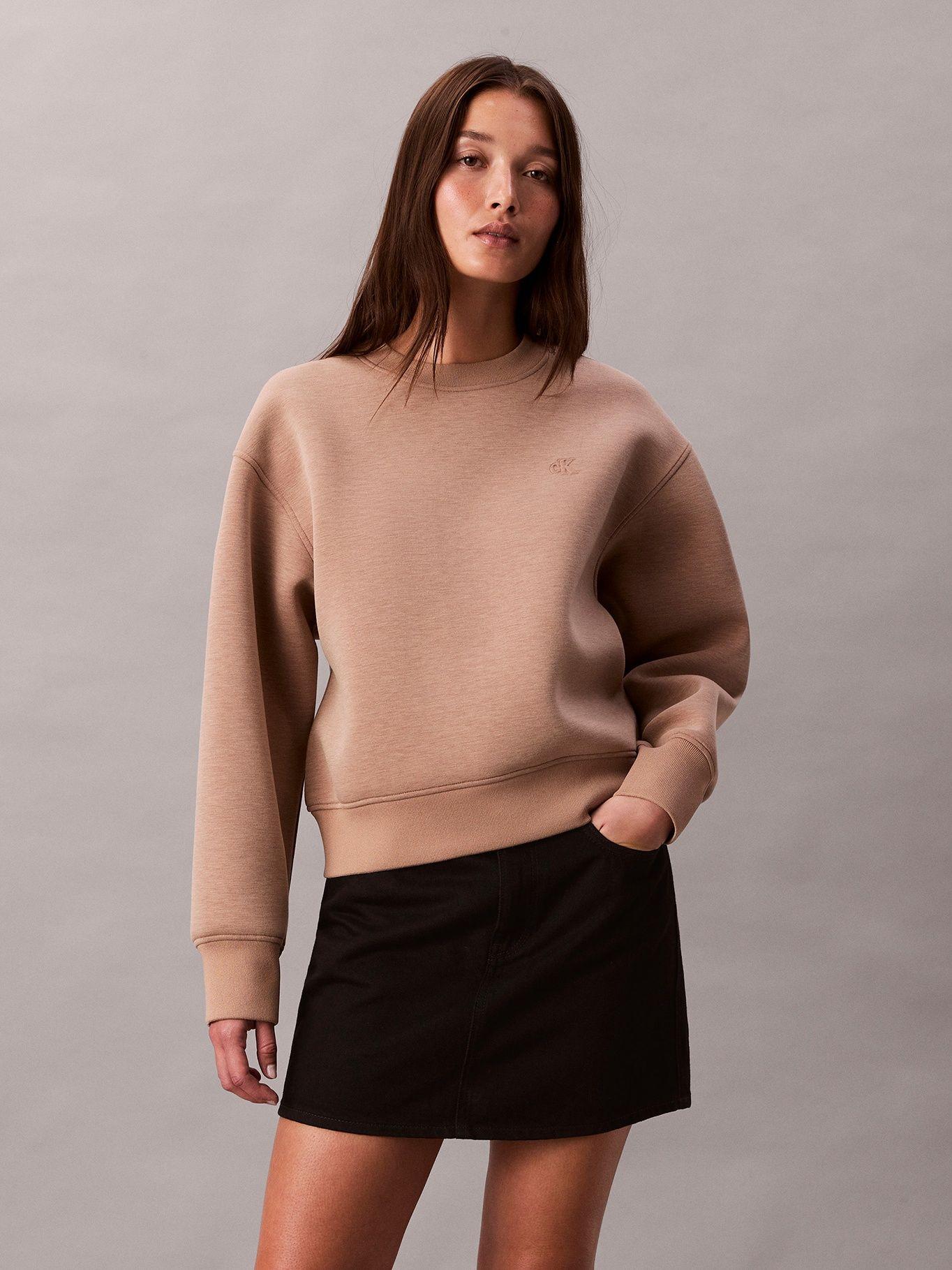 Polerón Scuba Boxy Beige Calvin Klein-0