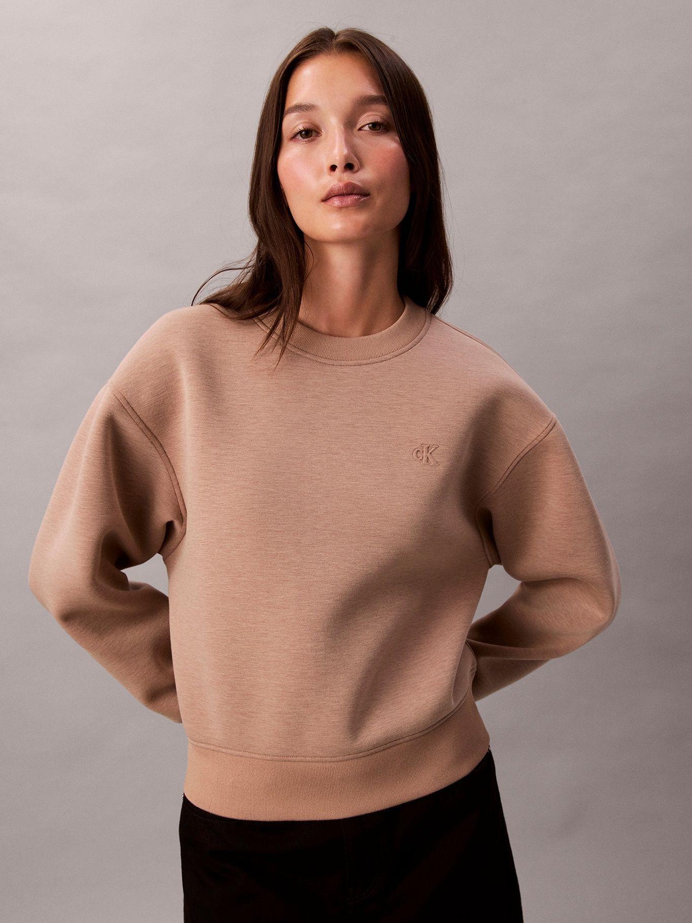 Polerón Scuba Boxy Beige Calvin Klein-3