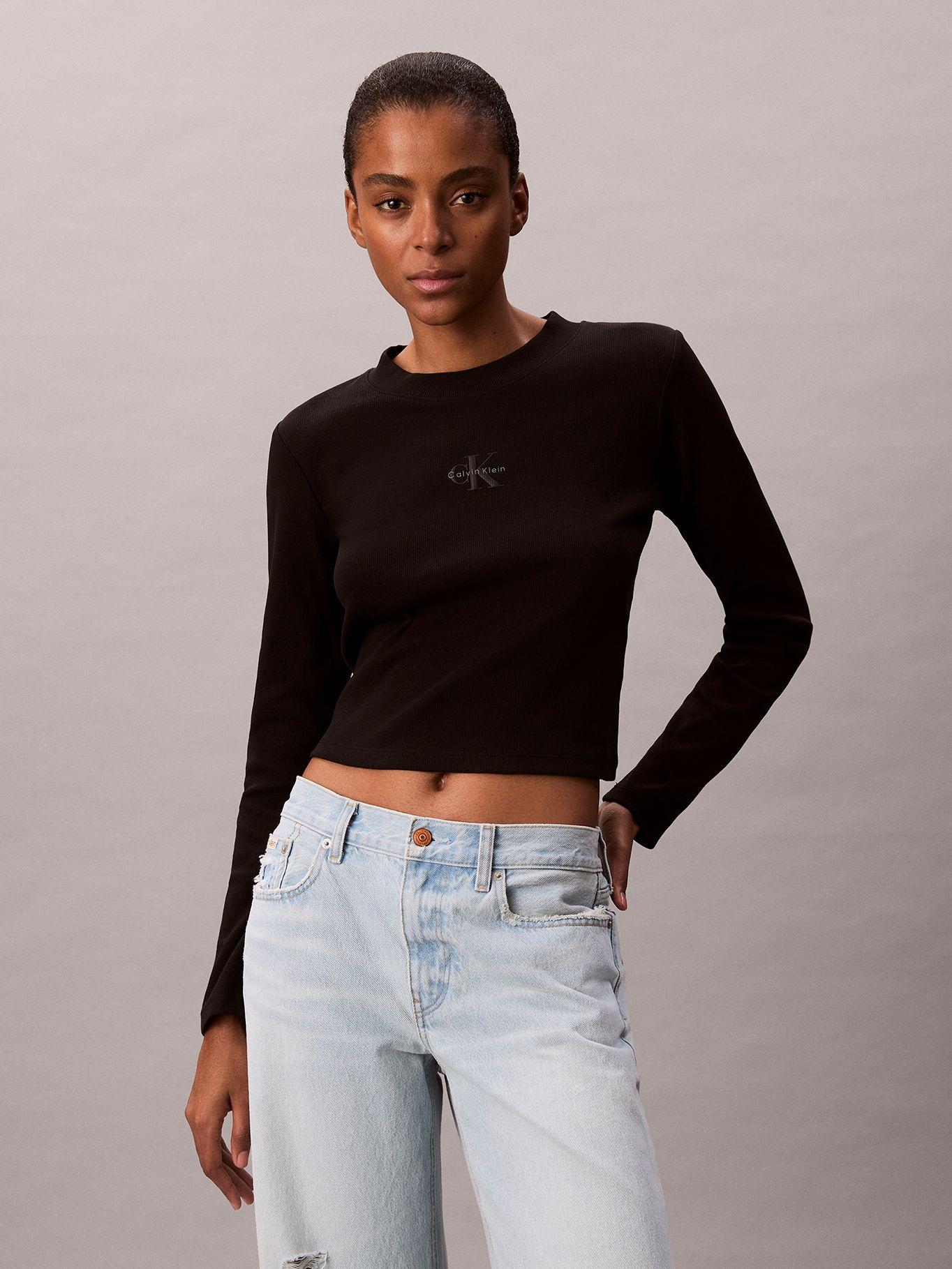 Polera Manga Larga Baby Tee Negro Calvin Klein-0