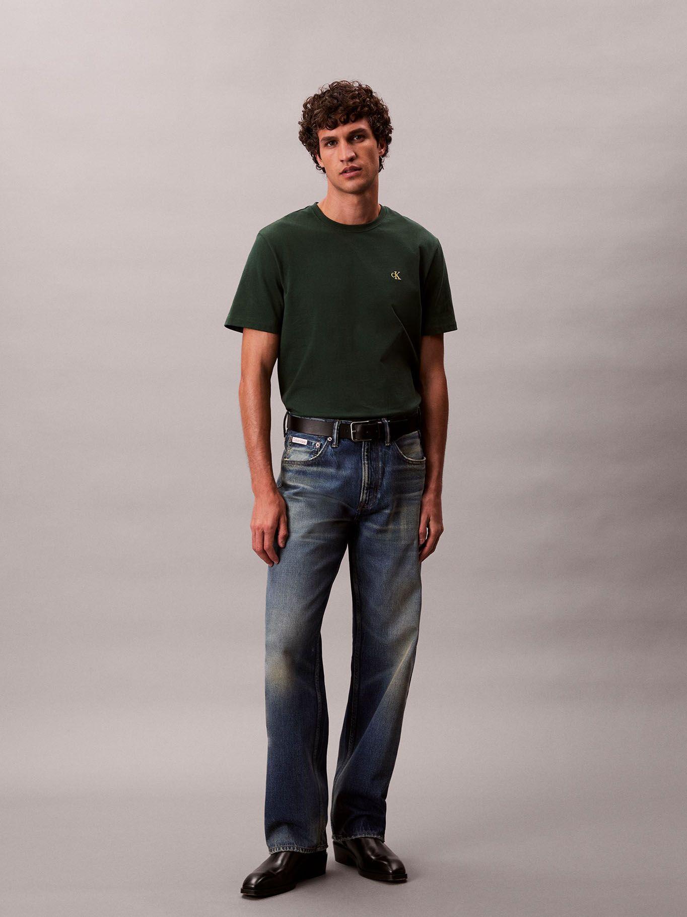 Polera Regular con Monograma Bordado Verde Calvin Klein-1