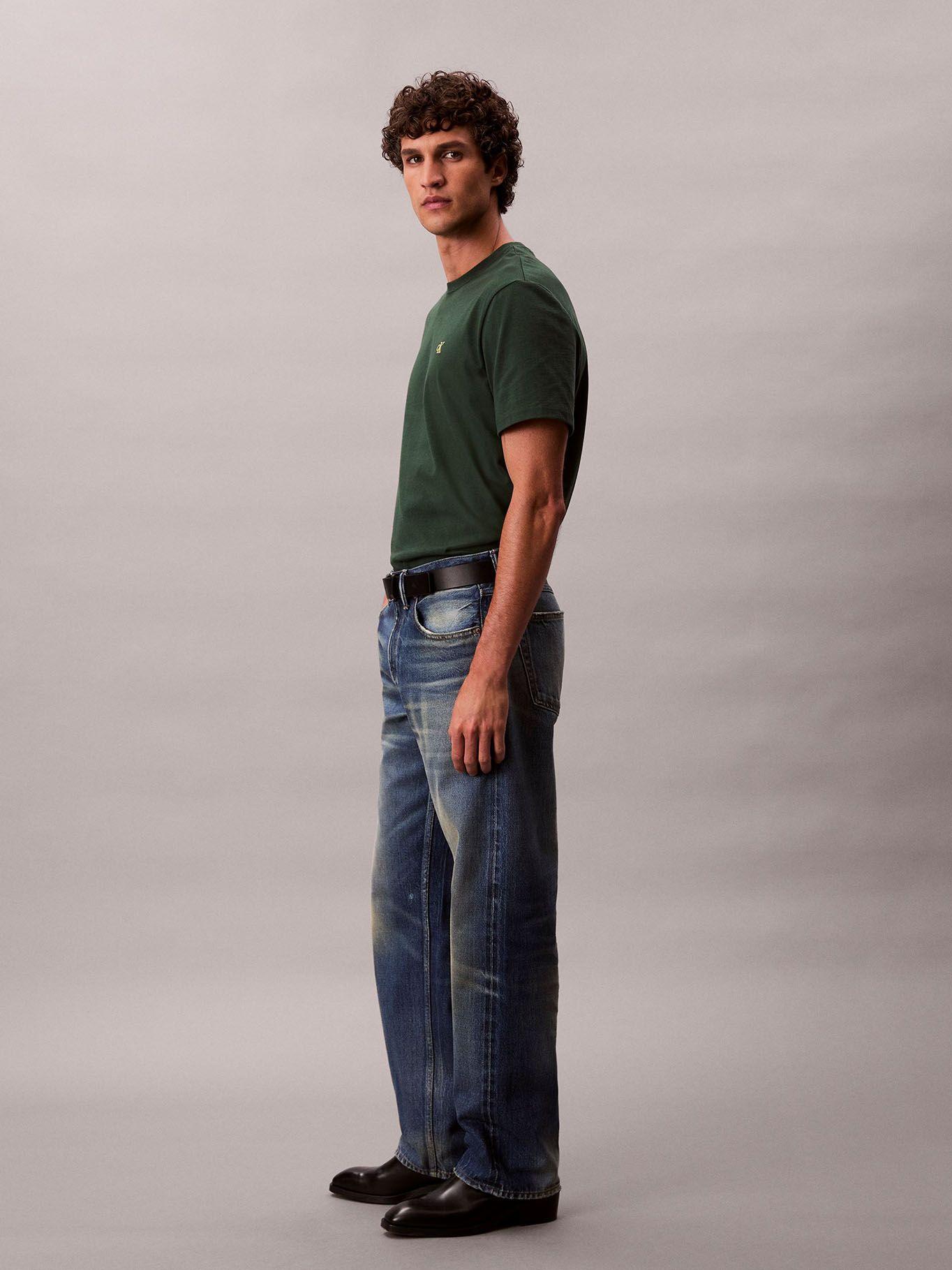 Polera Regular con Monograma Bordado Verde Calvin Klein-3