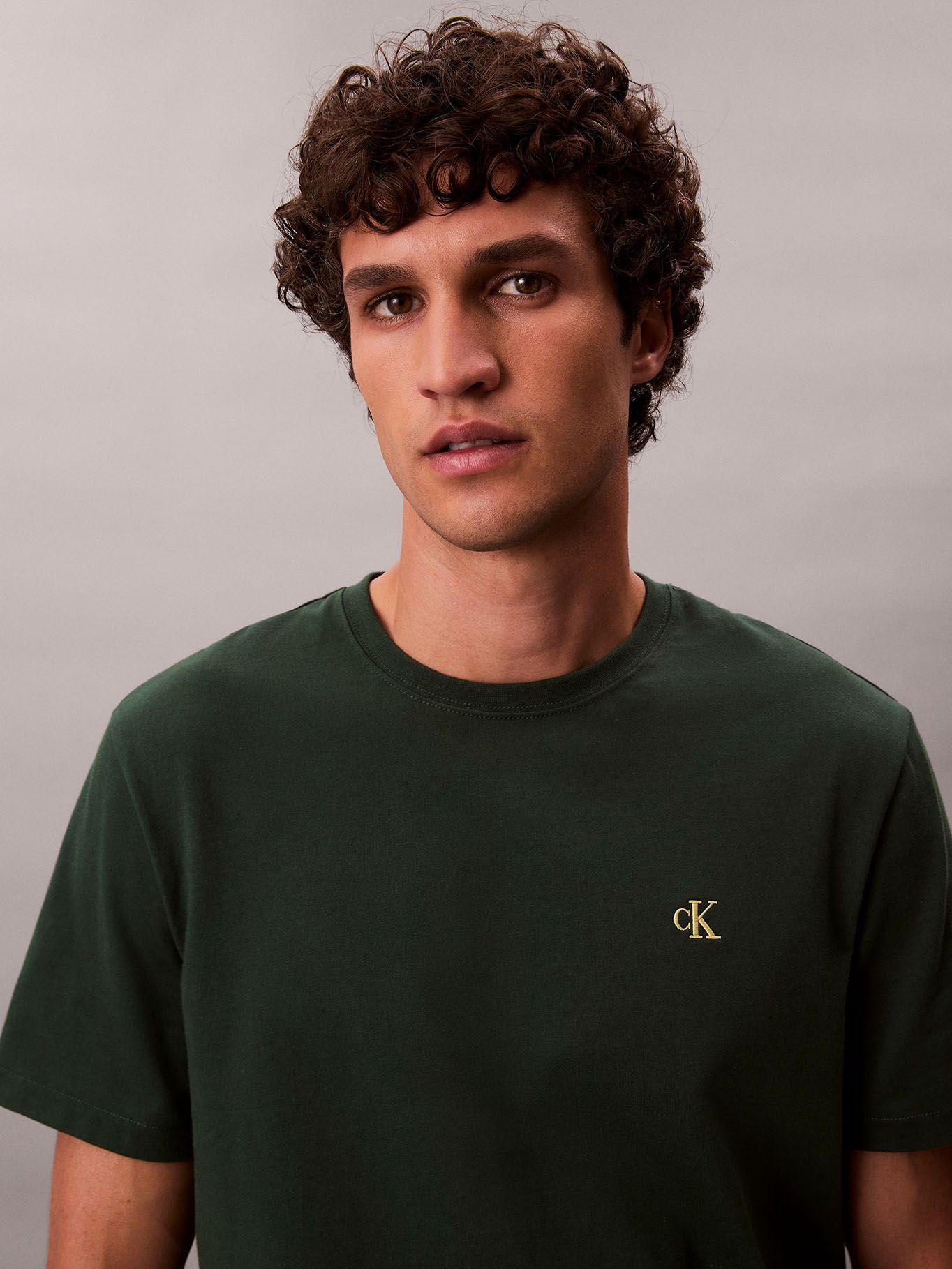 Polera Regular con Monograma Bordado Verde Calvin Klein-4