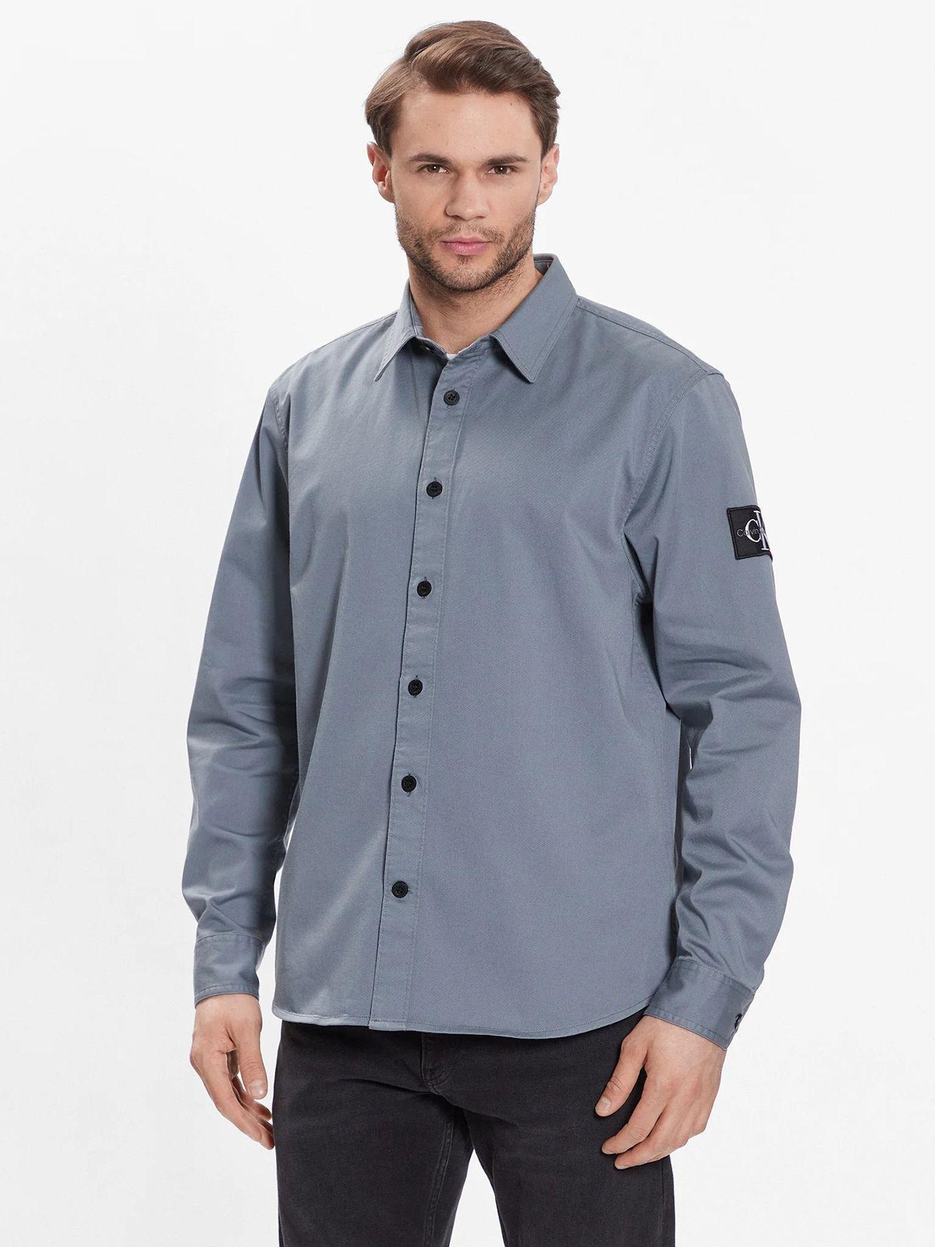 Camisa holgada de sarga de algodón Gris Calvin Klein-0