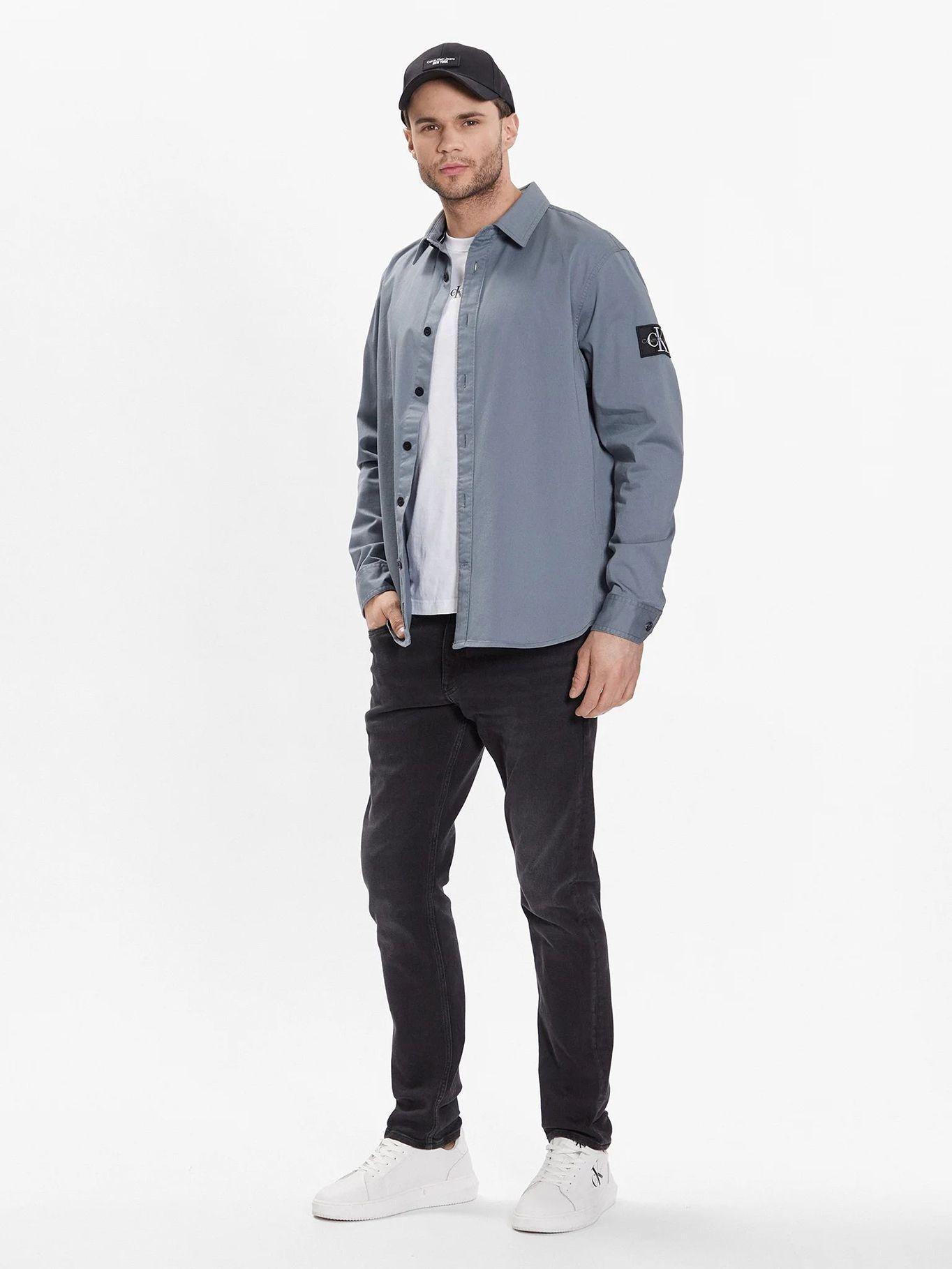 Camisa holgada de sarga de algodón Gris Calvin Klein-1