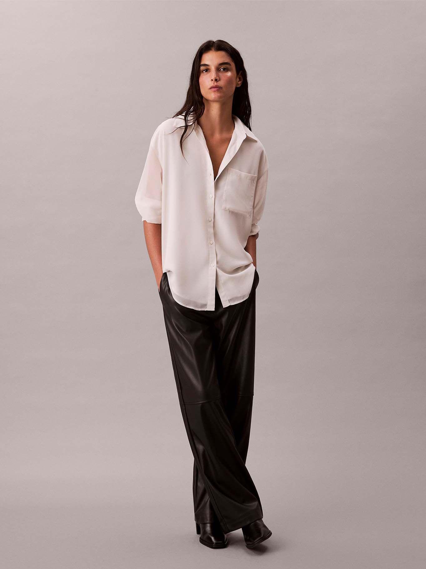 Blusa De Manga Remangable Beige Calvin Klein-1