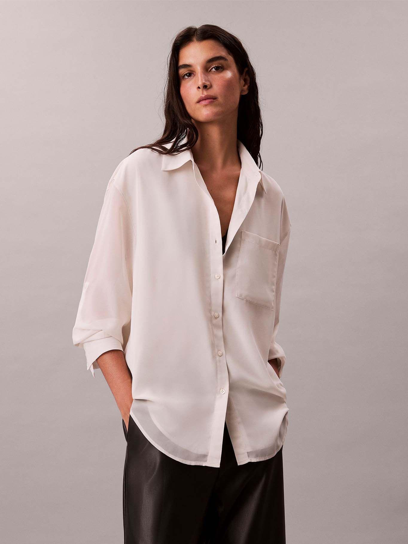 Blusa De Manga Remangable Beige Calvin Klein-3