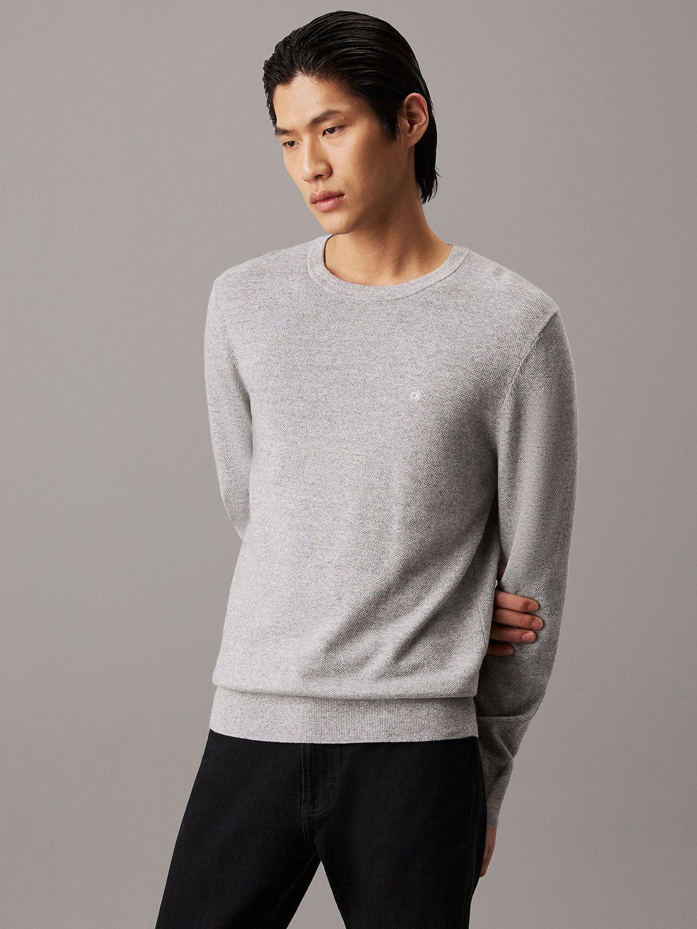 Sweater Micro Pique Structure Sweater Gris Calvin Klein-0