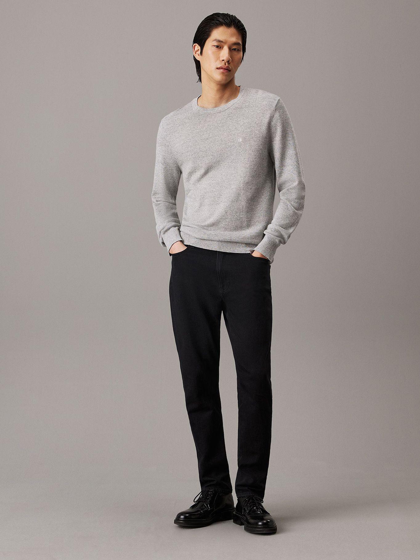 Sweater Micro Pique Structure Sweater Gris Calvin Klein-1