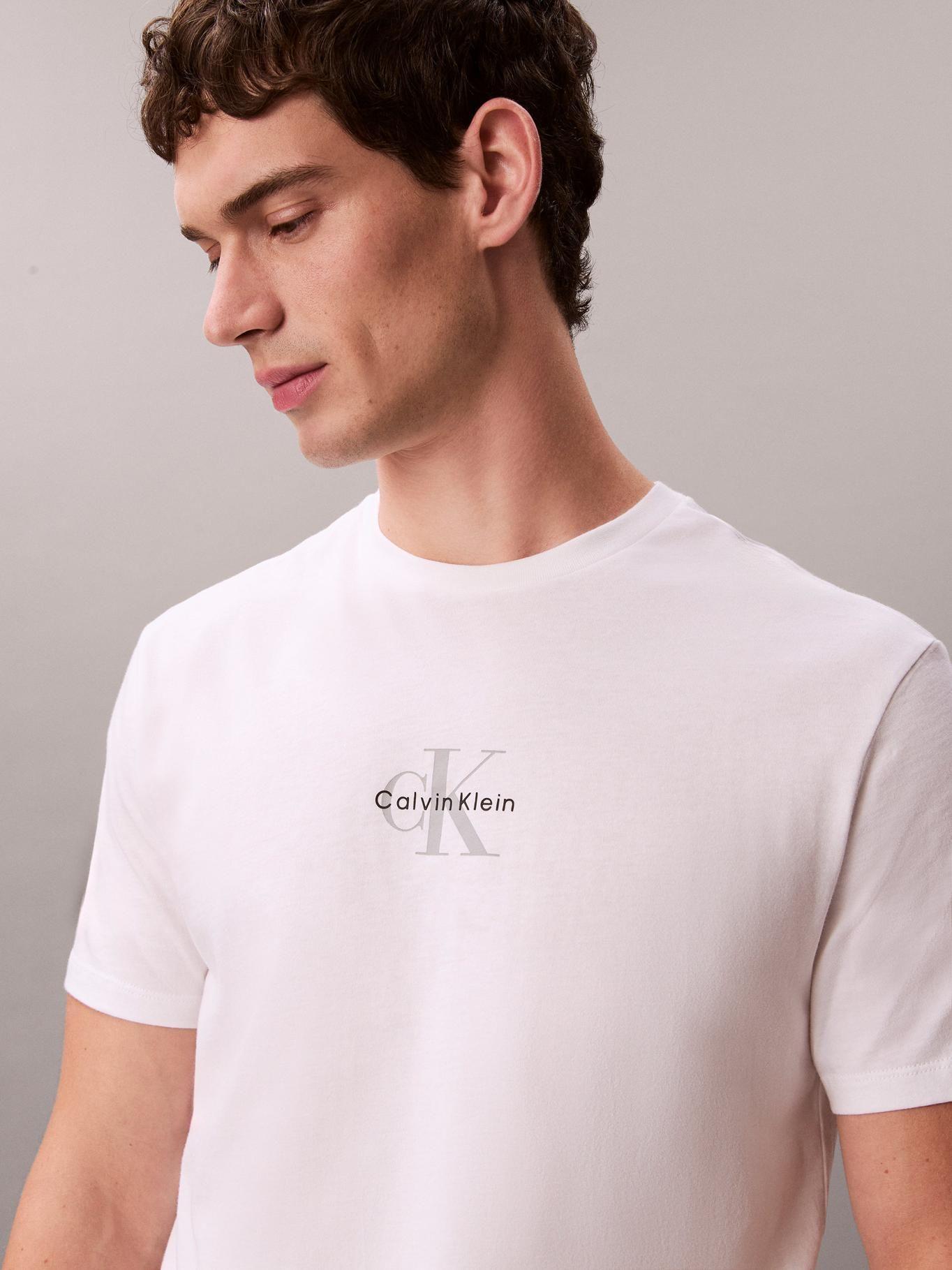 Polera con Gráfico Micro Monologo Blanco Calvin Klein-4
