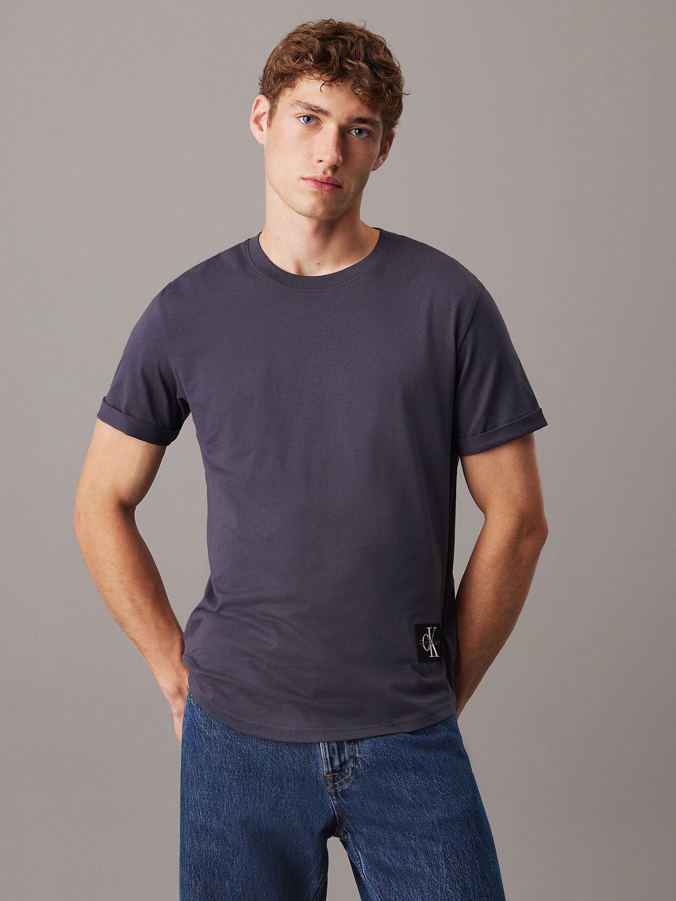 Polera de algodón con insignia Azul Calvin Klein-0