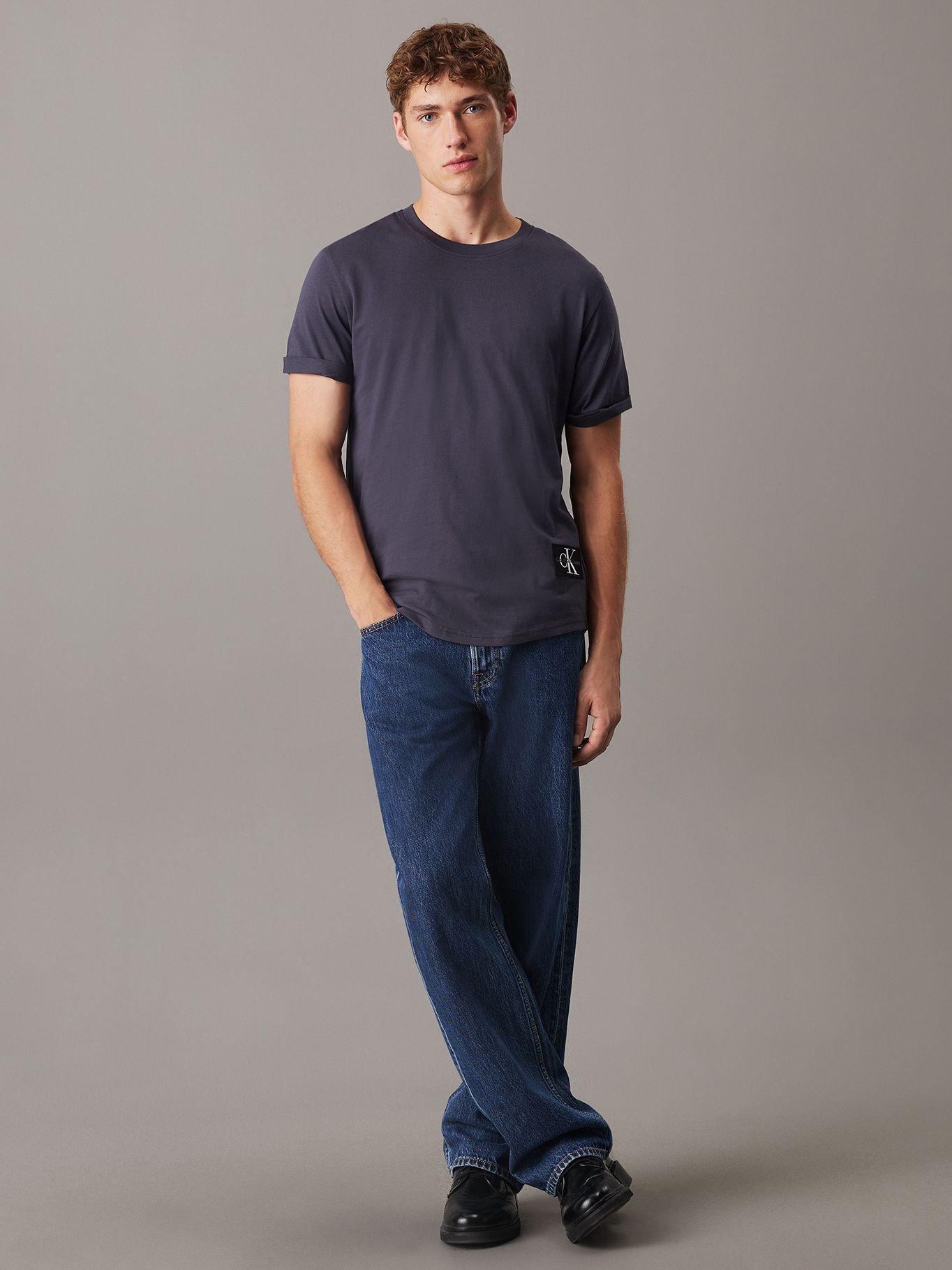 Polera de algodón con insignia Azul Calvin Klein-1