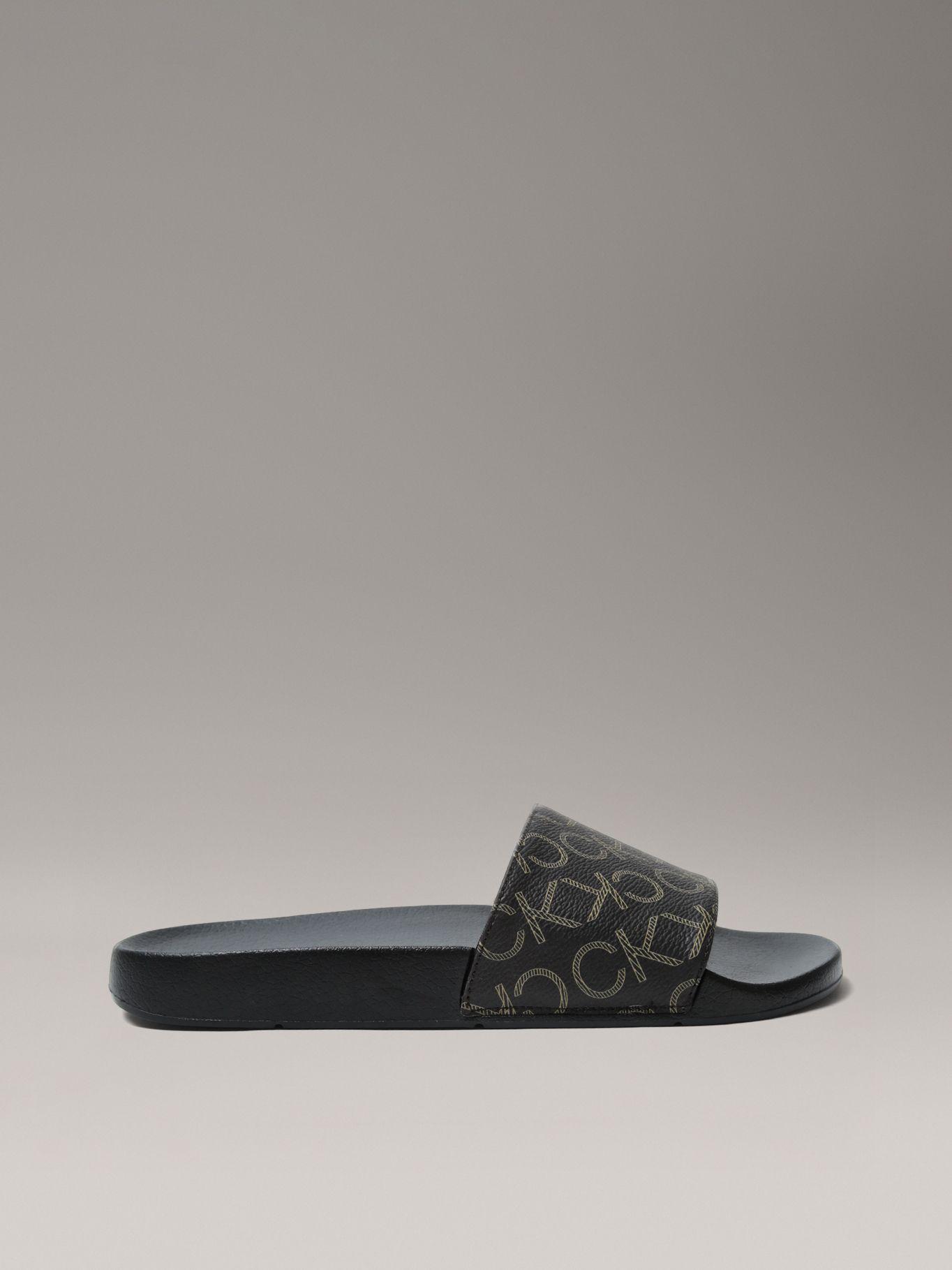 Sandalias con Estampado de Monograma Negro Calvin Klein-4