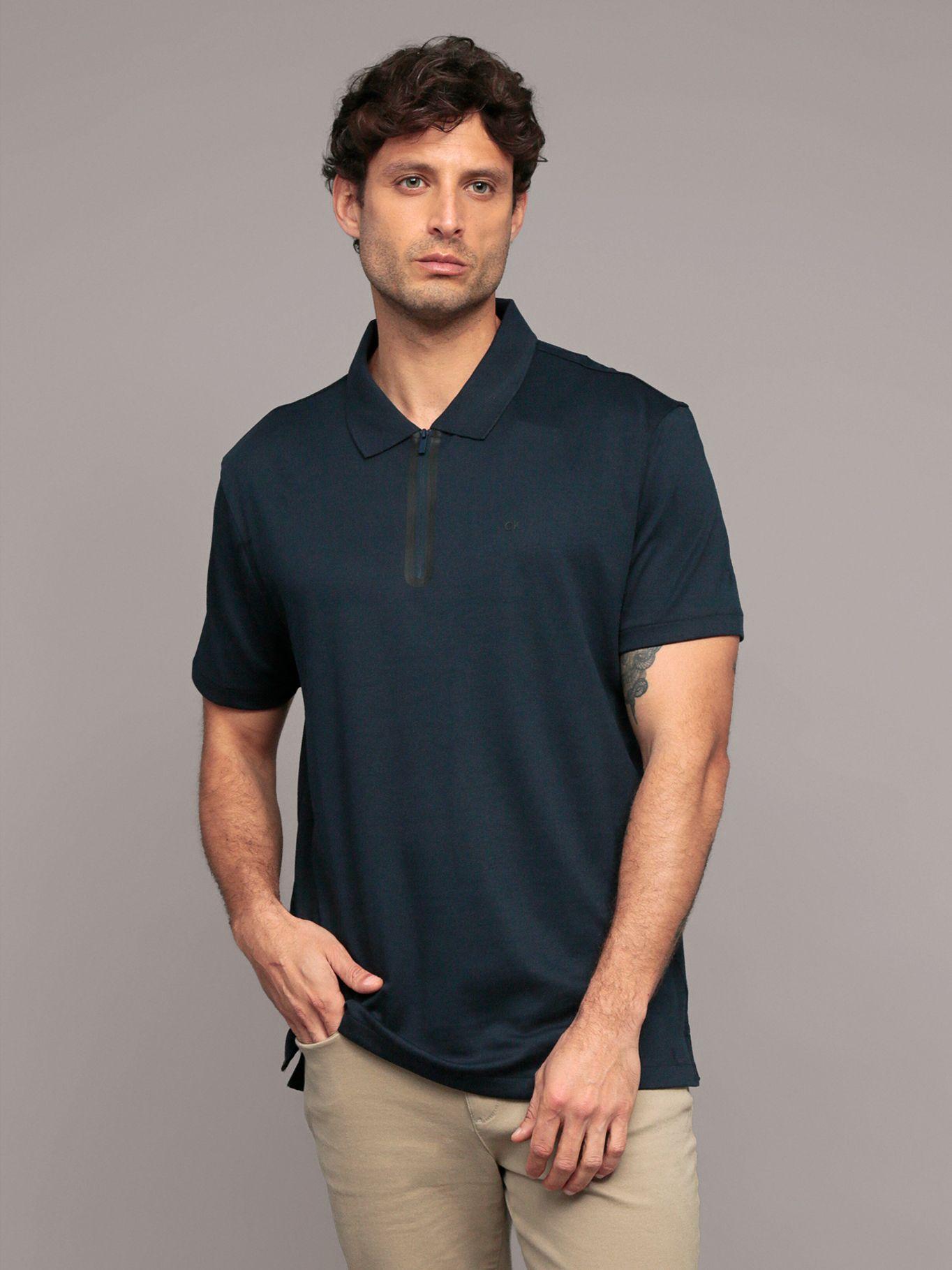 Polo manga corta de cremallera Azul Calvin Klein-0