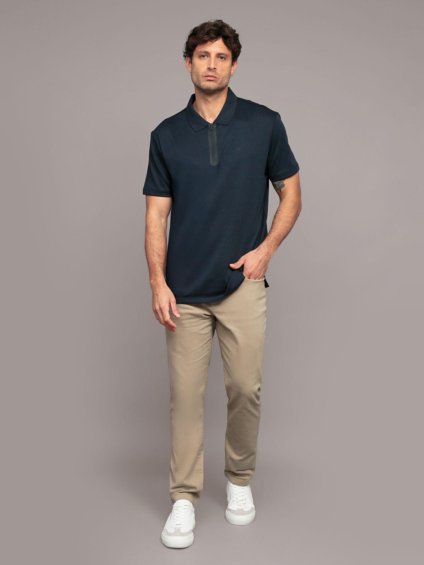 Polo manga corta de cremallera Azul Calvin Klein-1