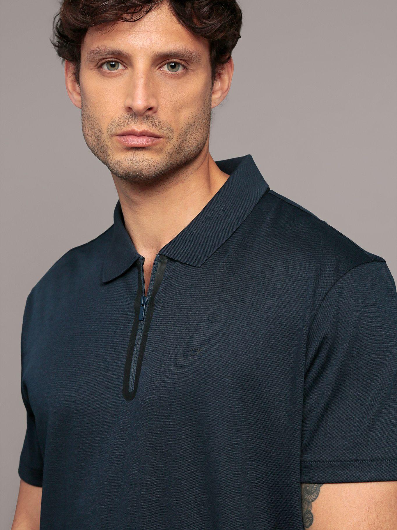 Polo manga corta de cremallera Azul Calvin Klein-4