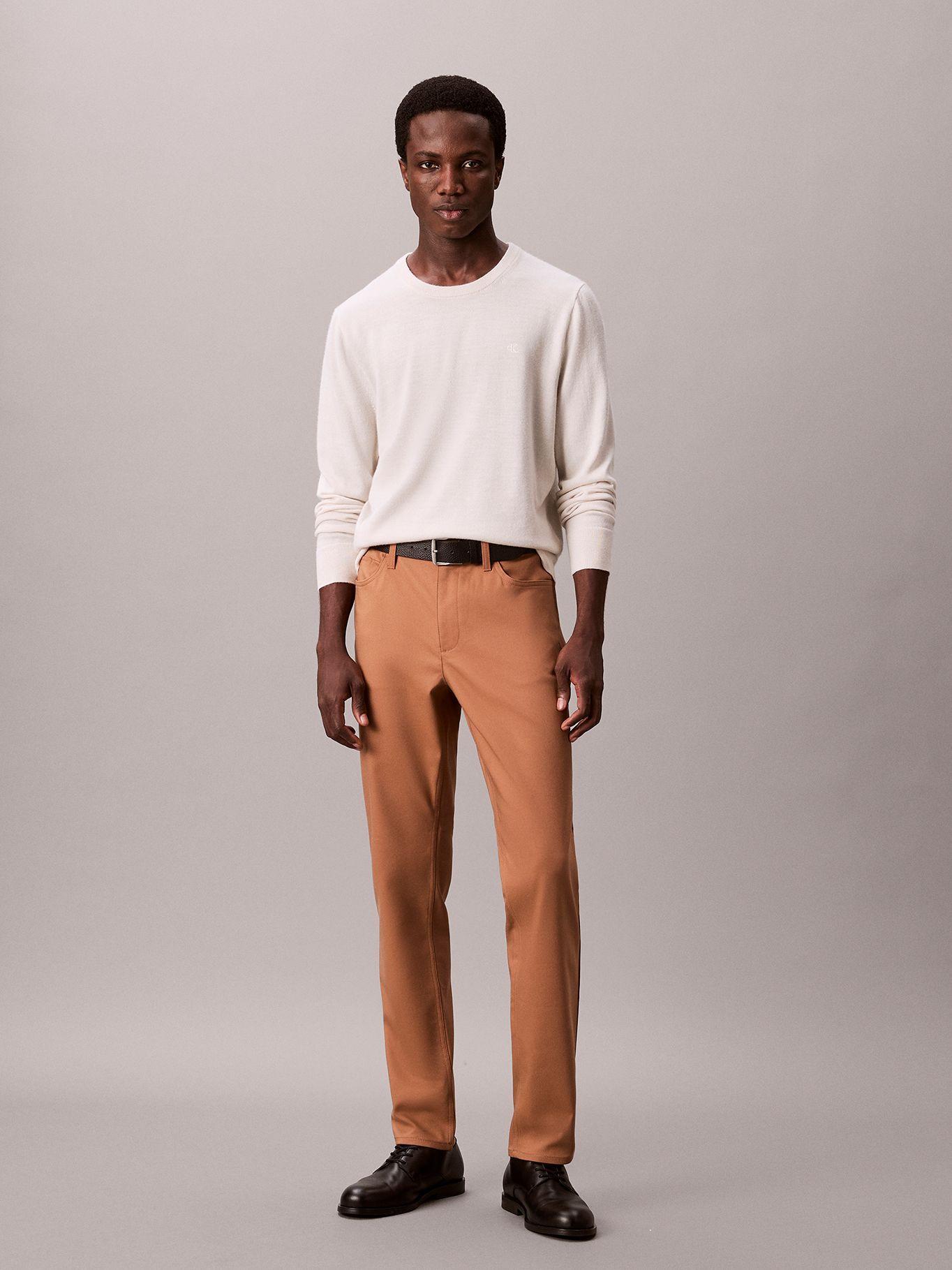 Pantalón Stretch Ajustado Cafe Calvin Klein-0