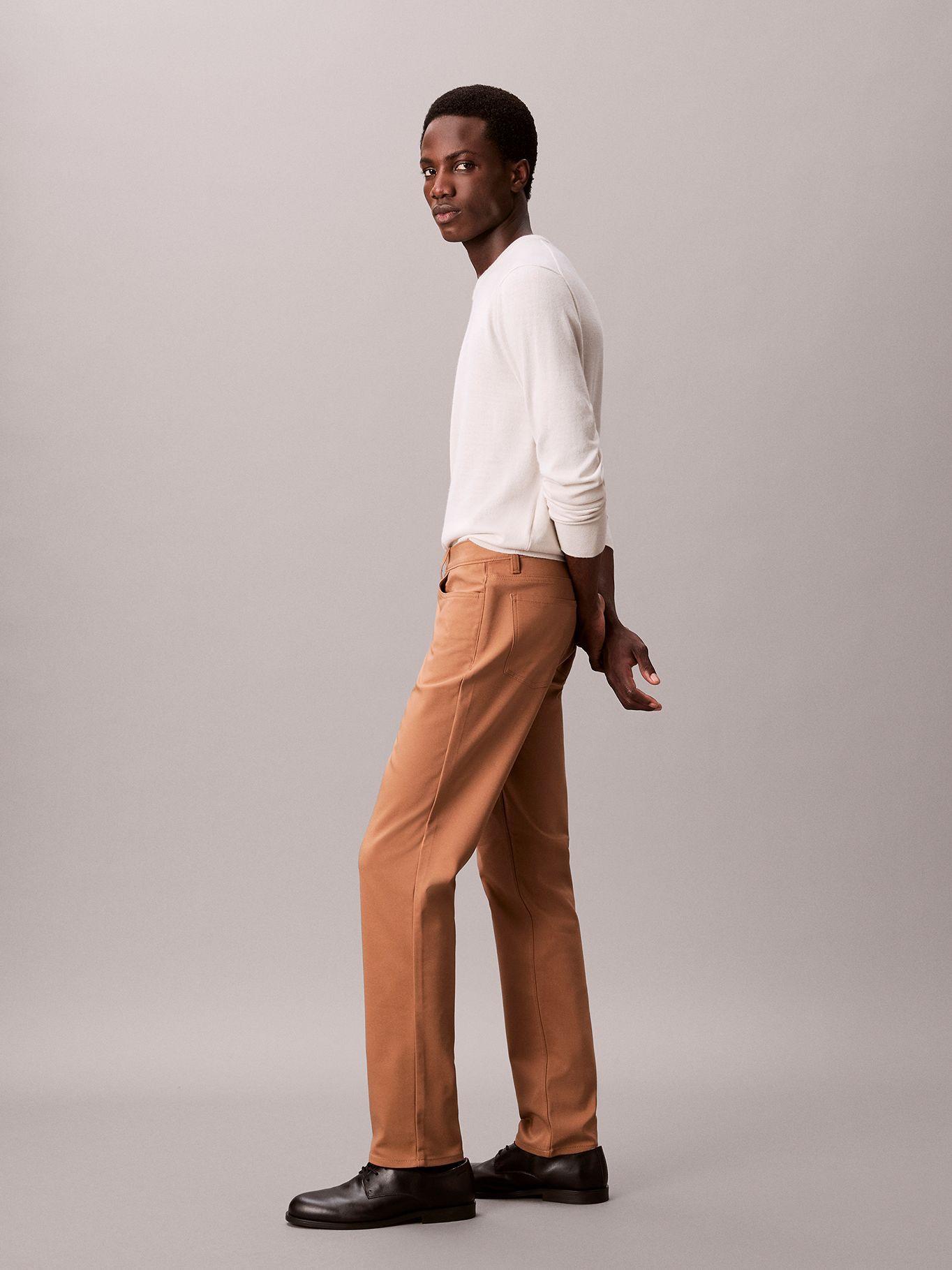 Pantalón Stretch Ajustado Cafe Calvin Klein-3