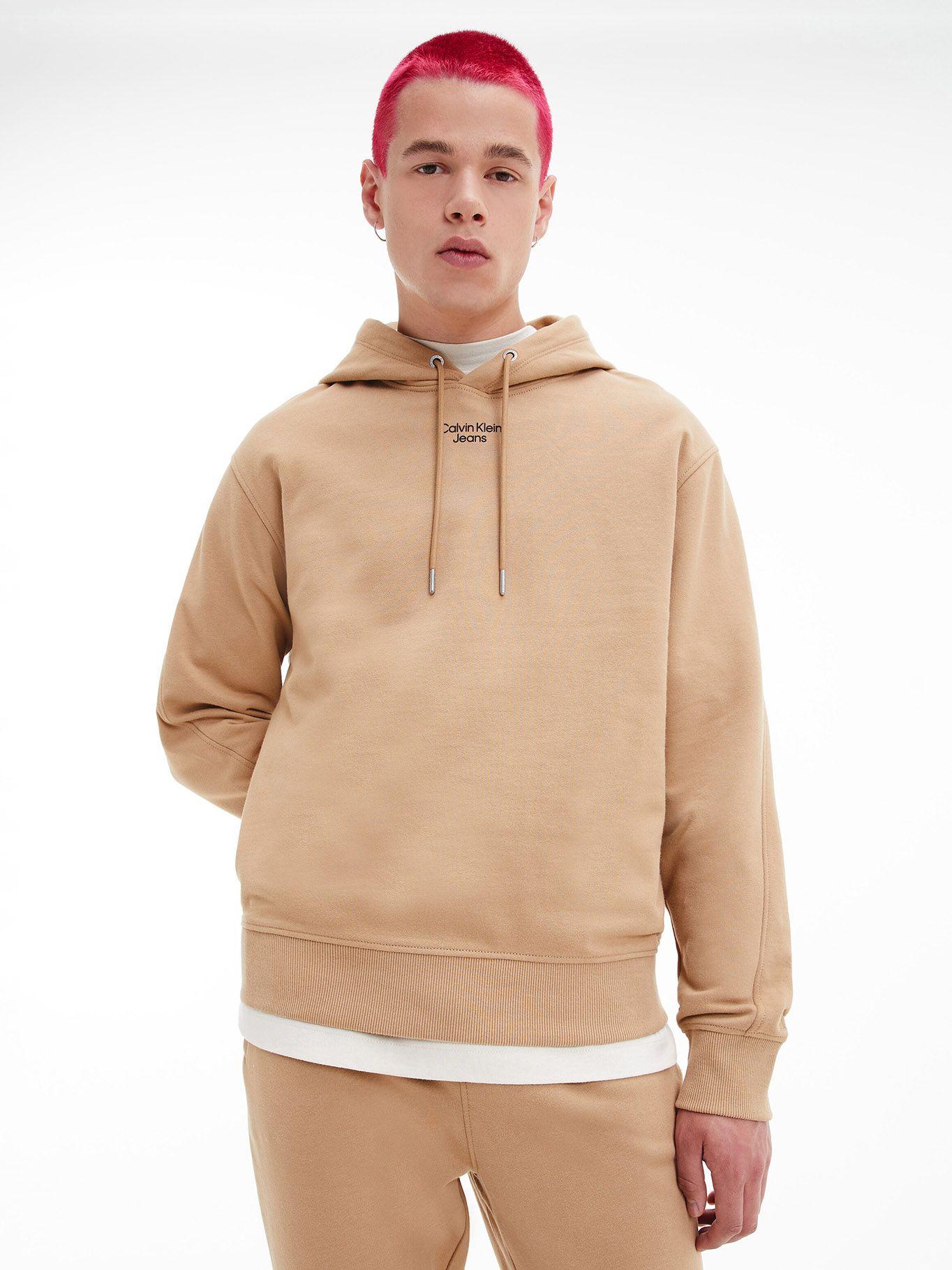 Hoodie Stacked Logo 604 Beige Calvin Klein-0