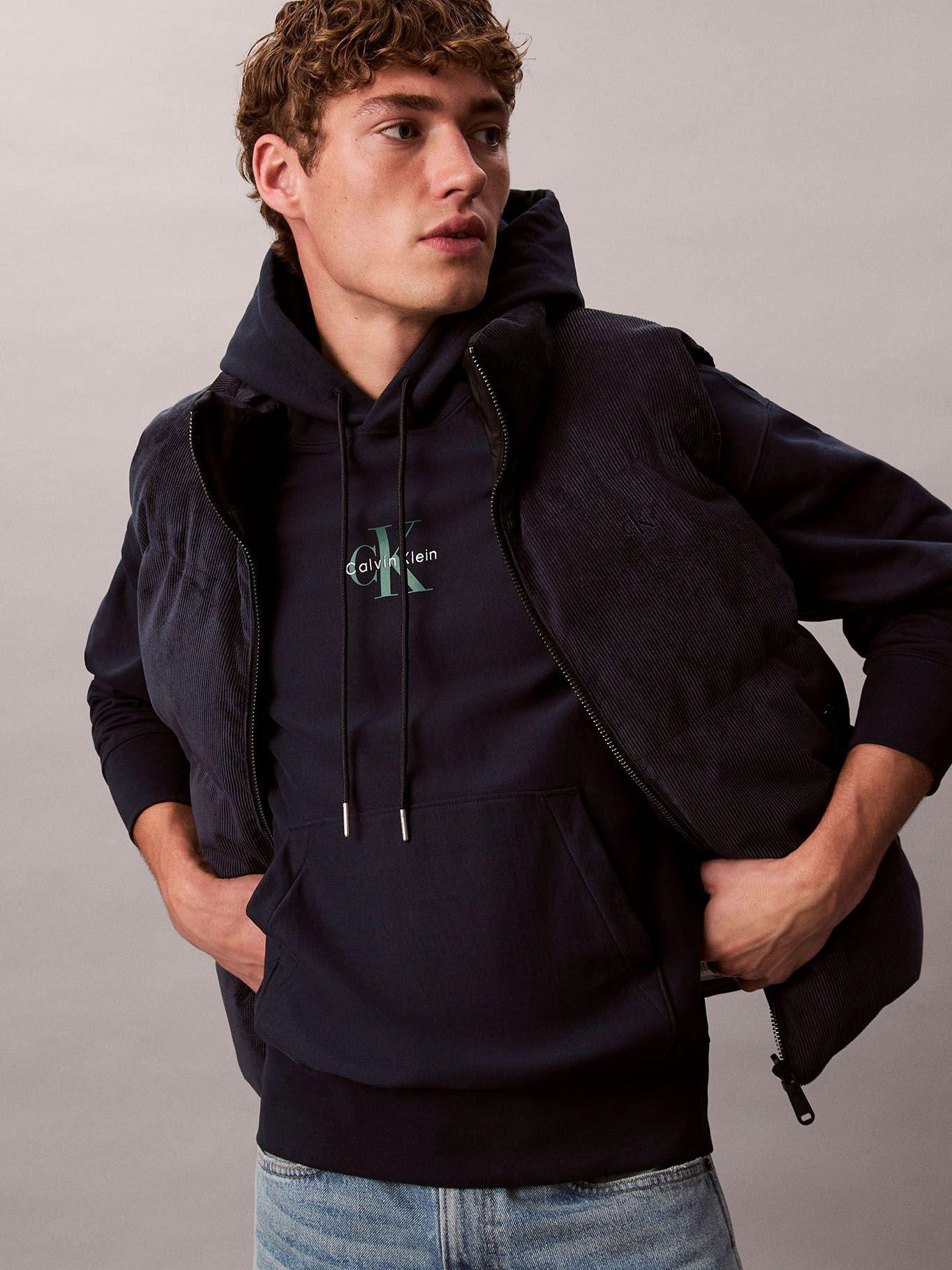 Polerón con Gorro y Tejido Felpa Azul Calvin Klein-3