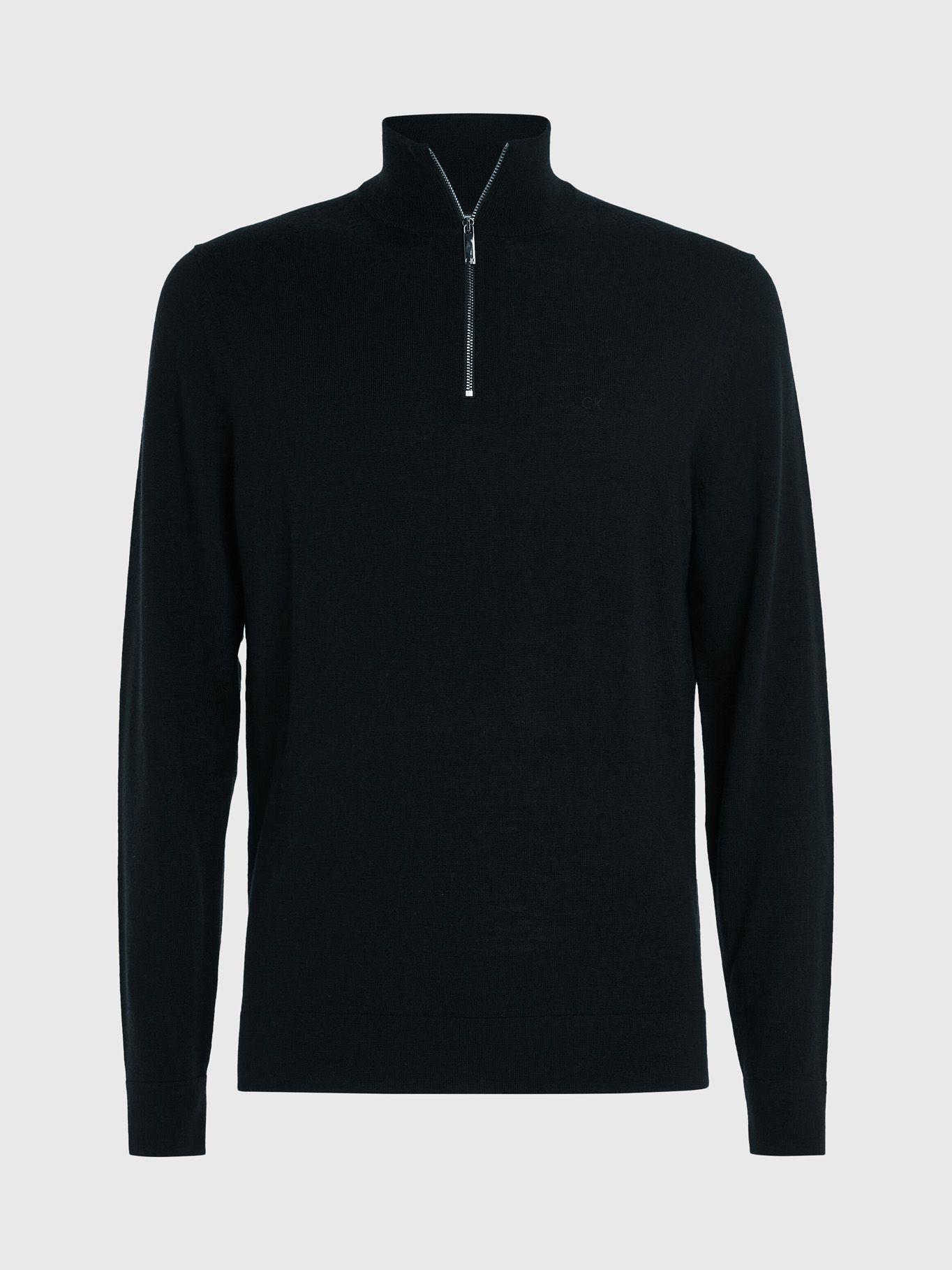 Sweater con Cierre Merino Quarter Negro Calvin Klein-4