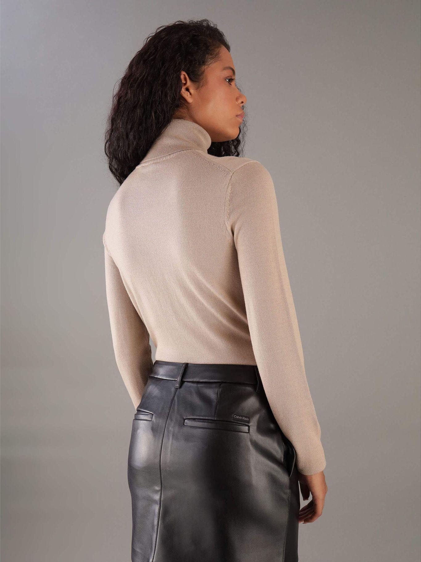 Sweater Merino Wool Roll Neck Beige Calvin Klein-2