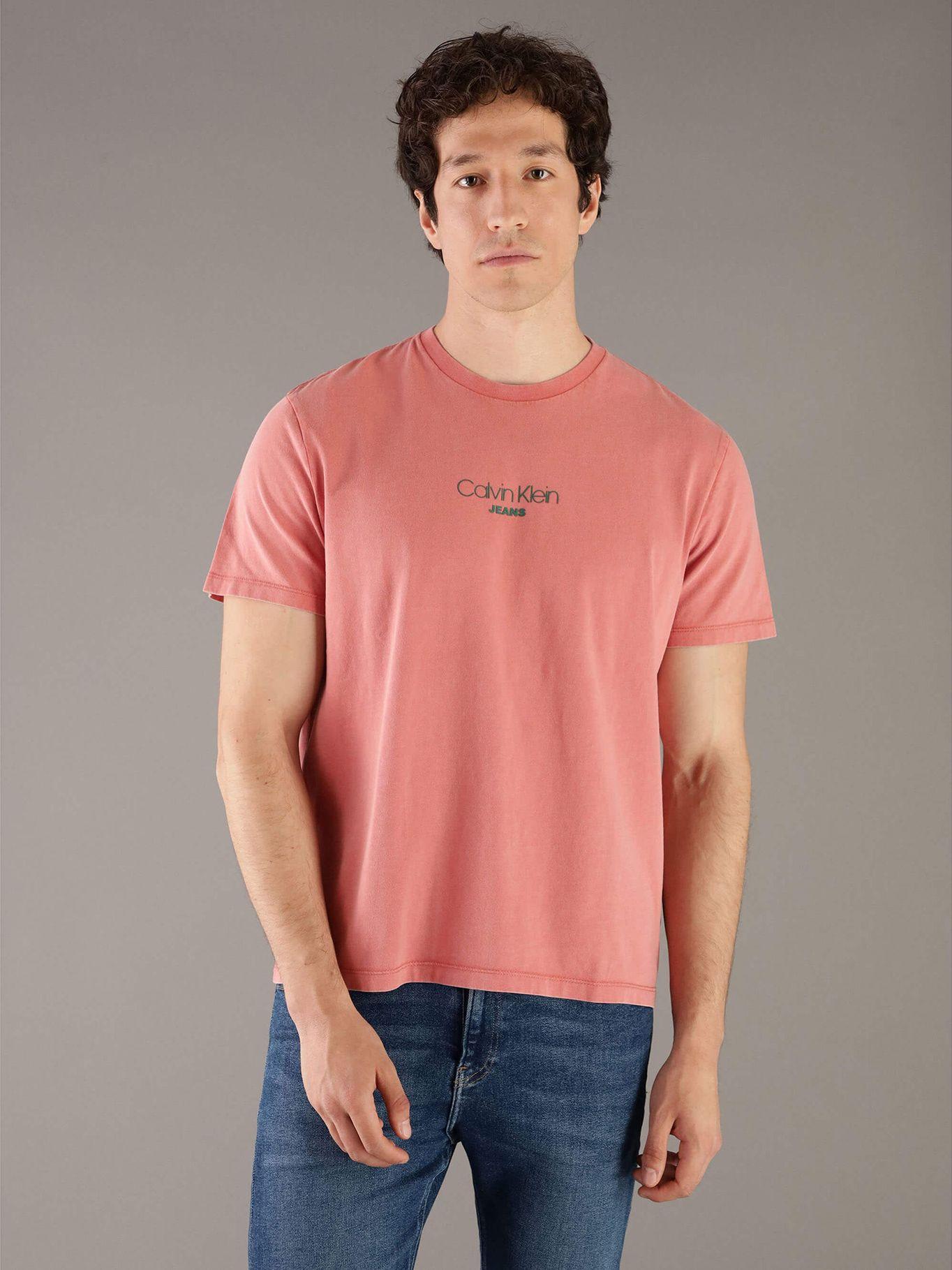 Polera Acid Wash Graphic Naranja Calvin Klein-0