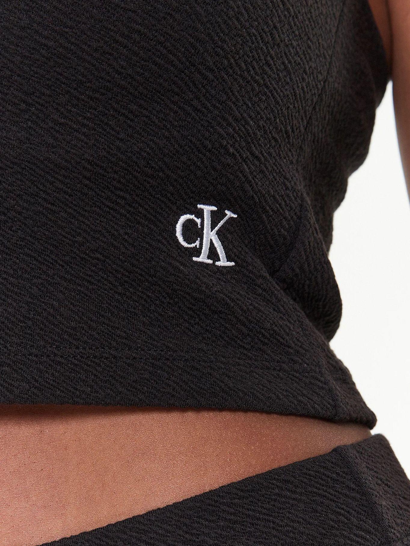 Top cropped elástico milrayas Negro Calvin Klein-4