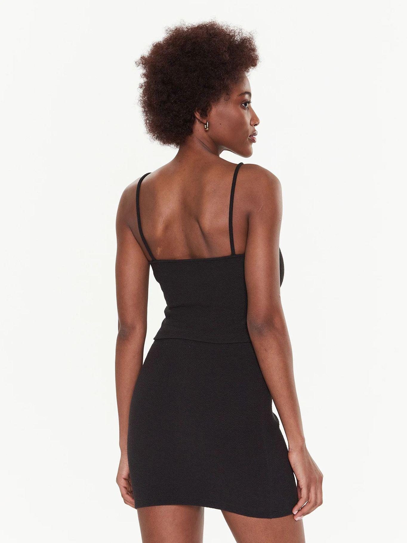 Top cropped elástico milrayas Negro Calvin Klein-2