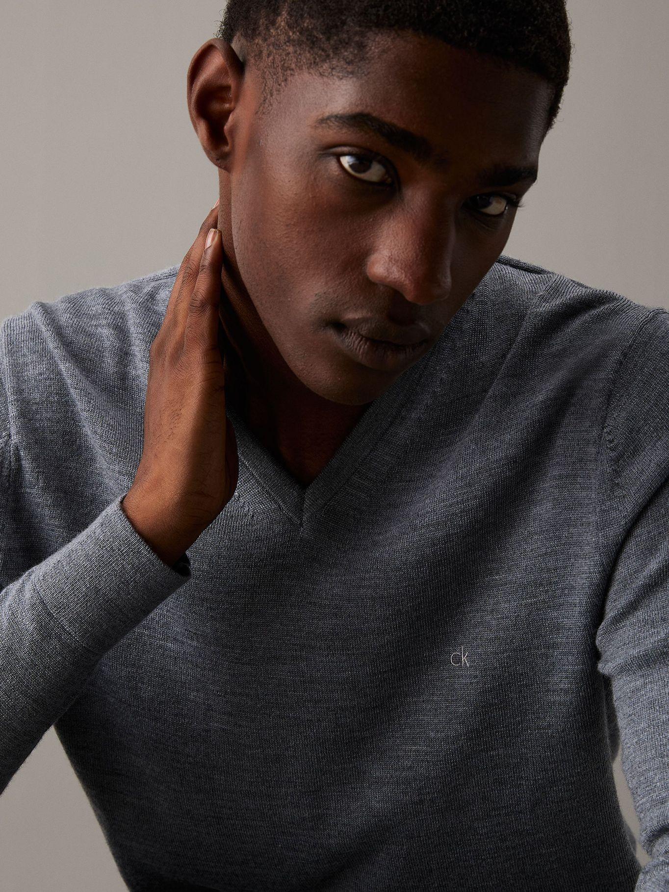 Suéter Wool Vneck  Gris Calvin Klein-3