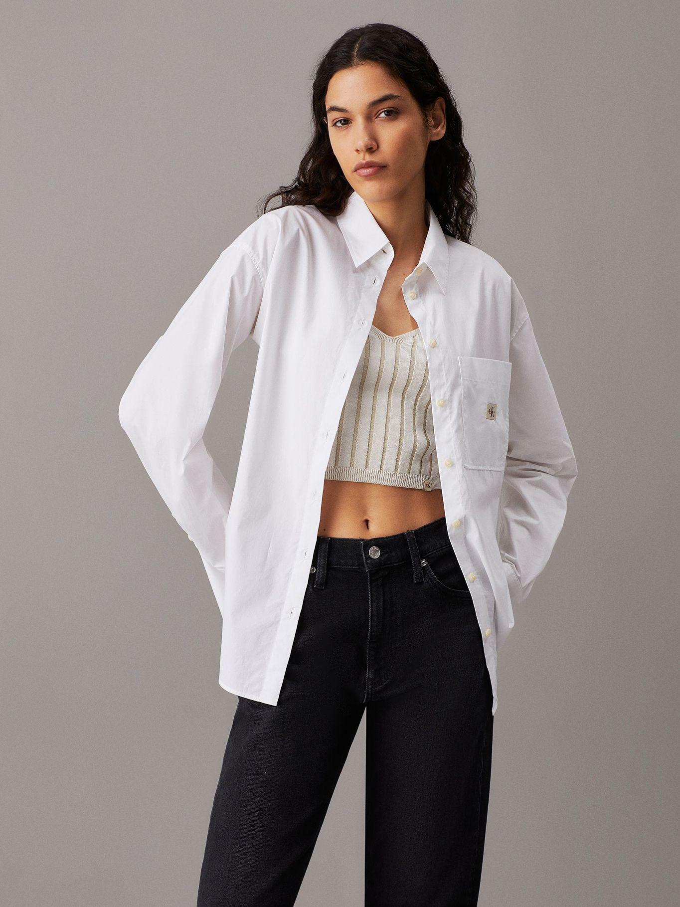 Camisa Woven Label Relaxed Blanco Calvin Klein-0