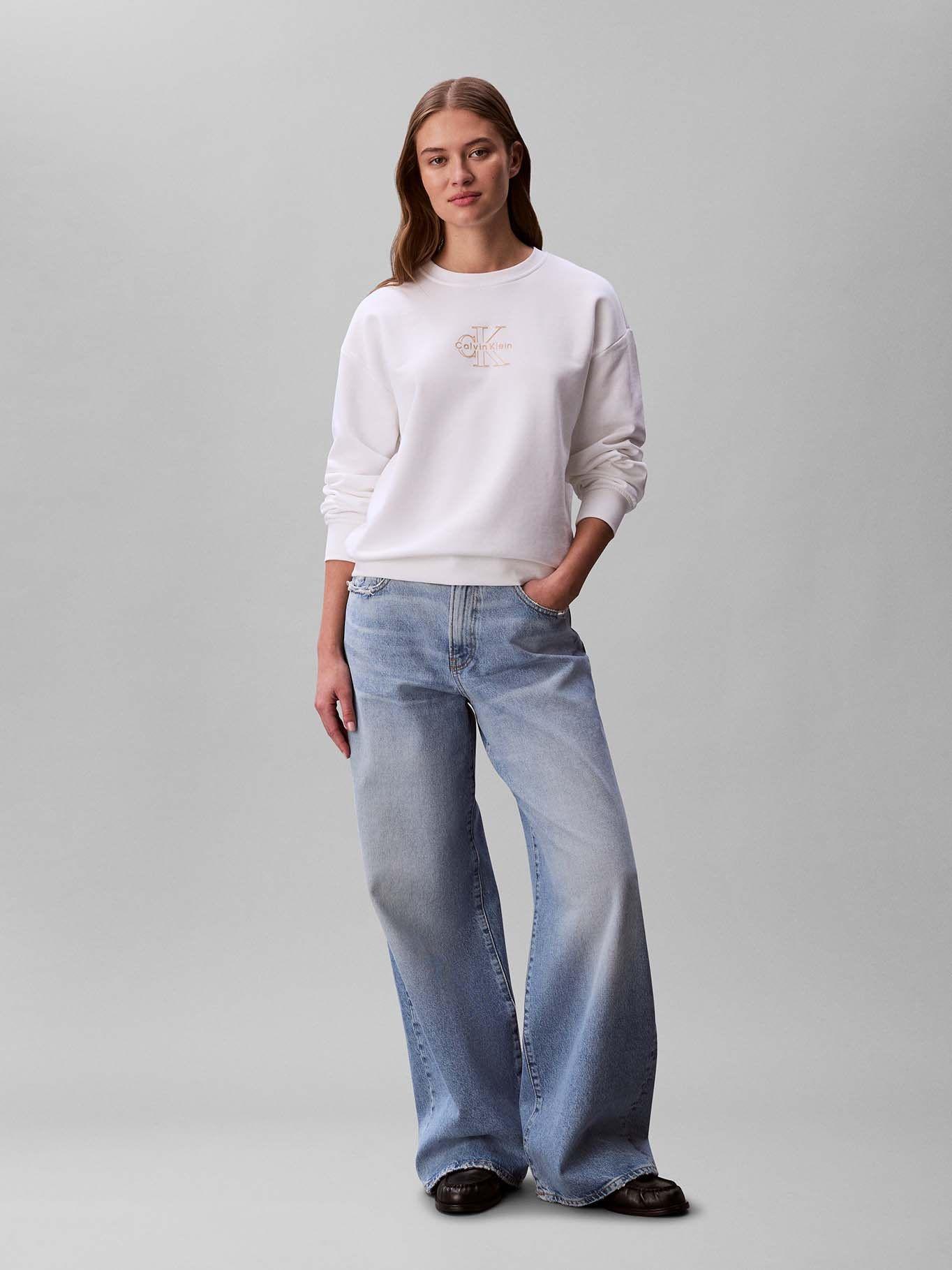 Polerón con Logo Foil Blanco Calvin Klein-1