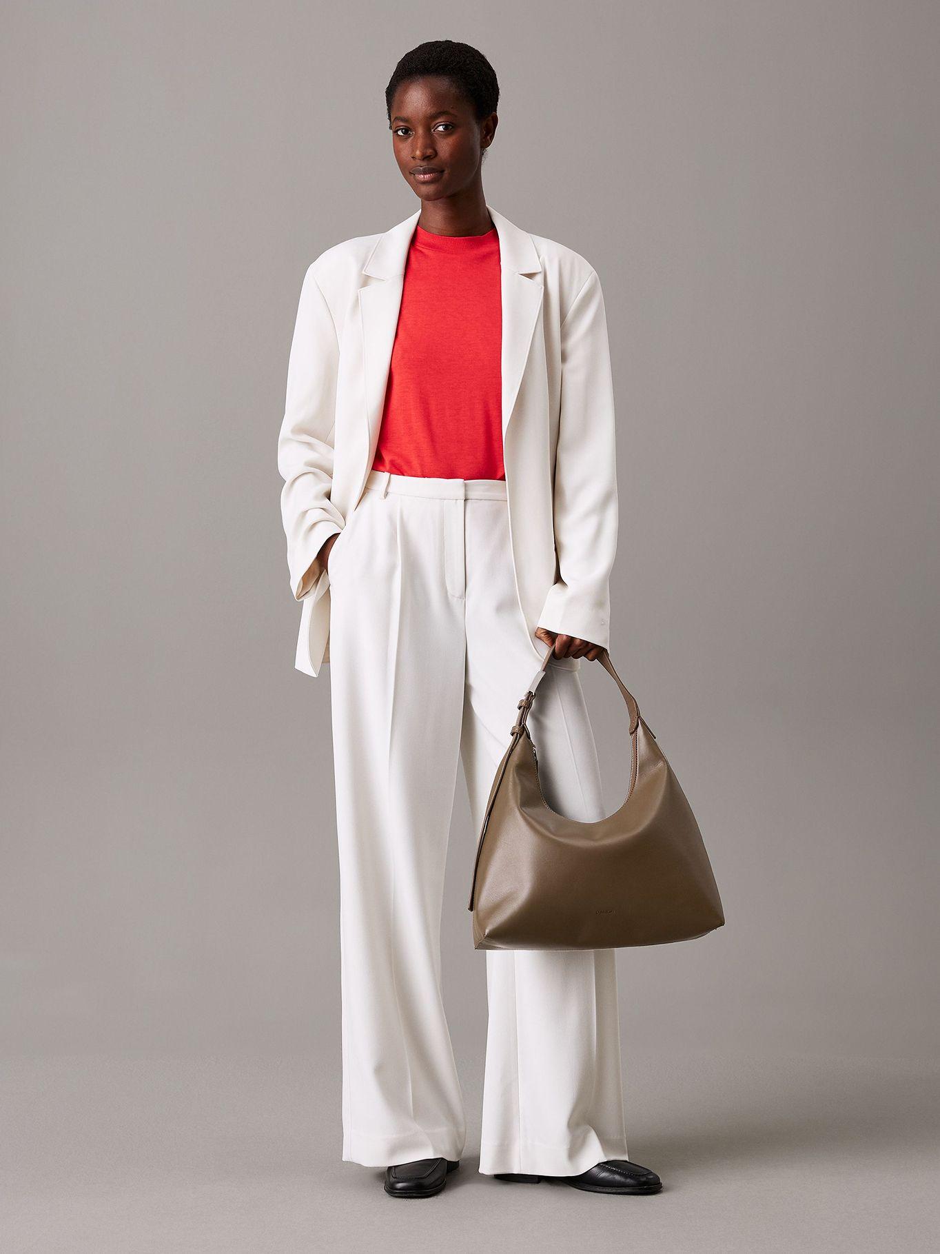 Cartera Hobo Hardware Strap Cafe Calvin Klein-4